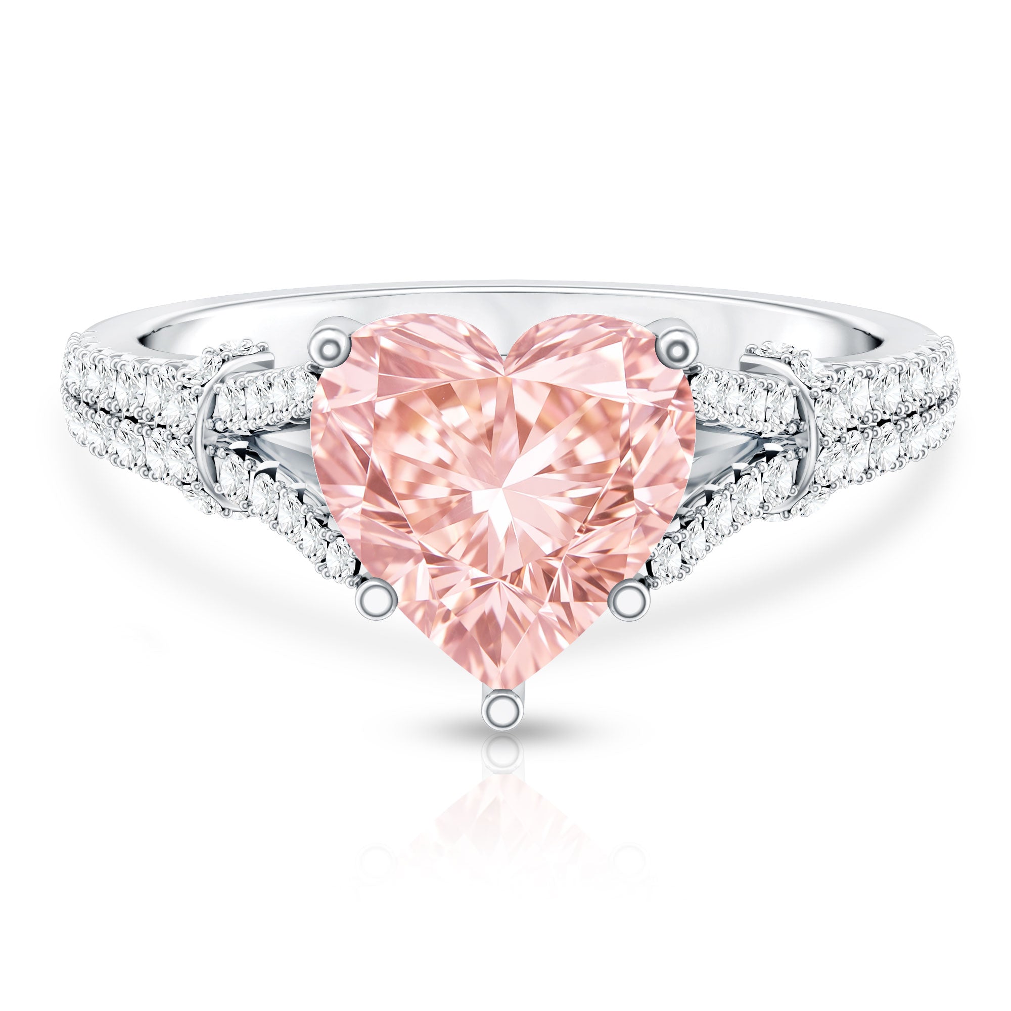 2 Carat IGI Certified Lab Grown Pink Diamond Heart Engagement Ring with Split Shank Fancy Pink - VS1 - Rosec Jewels