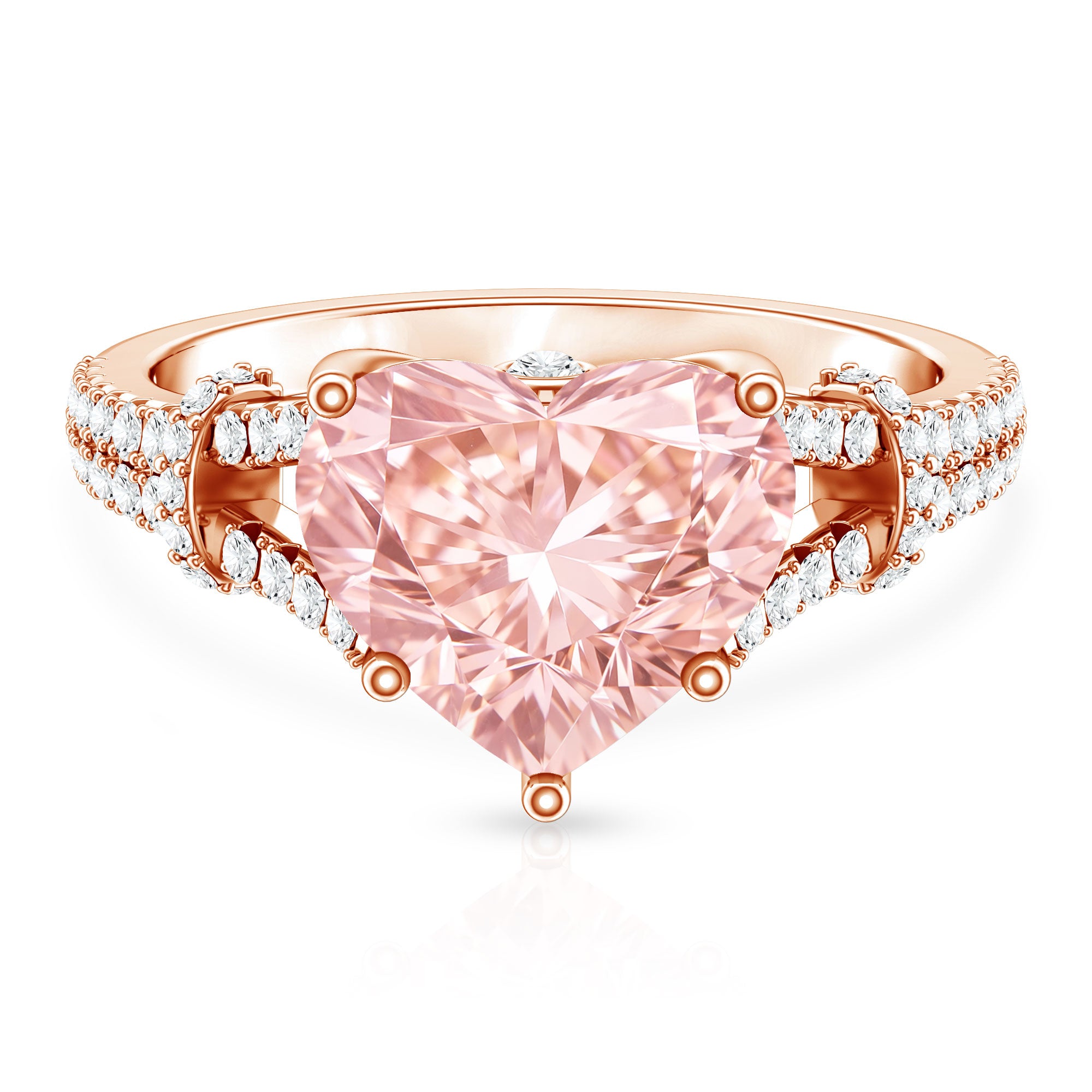 Rosec Jewels-IGI Certified 4 Carat Lab Grown Pink Diamond Heart Engagement Ring with Split Shank