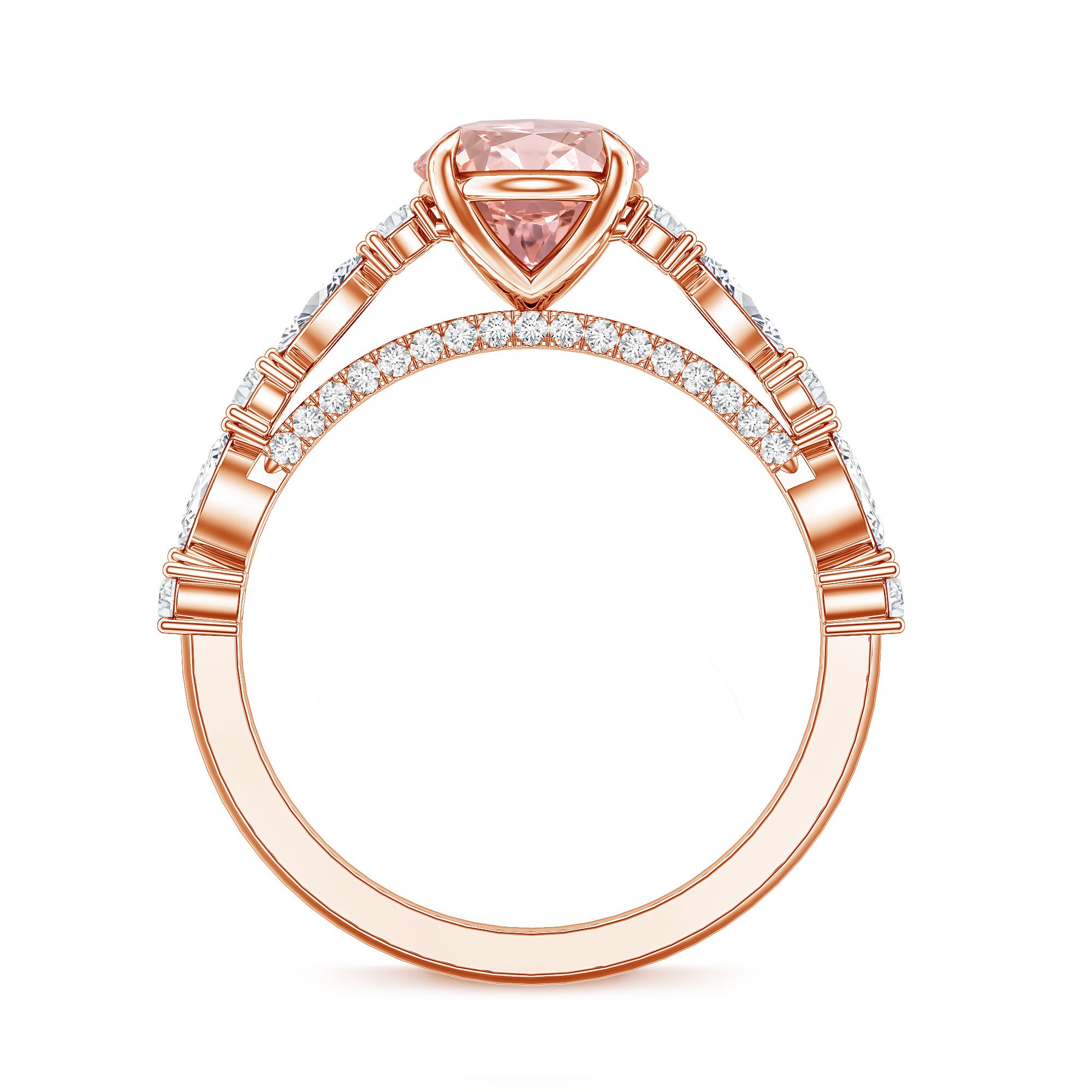 Rosec Jewels-IGI Certified Lab Grown 2 Carat Pink Diamond Oval Engagement Ring with Surprise Band