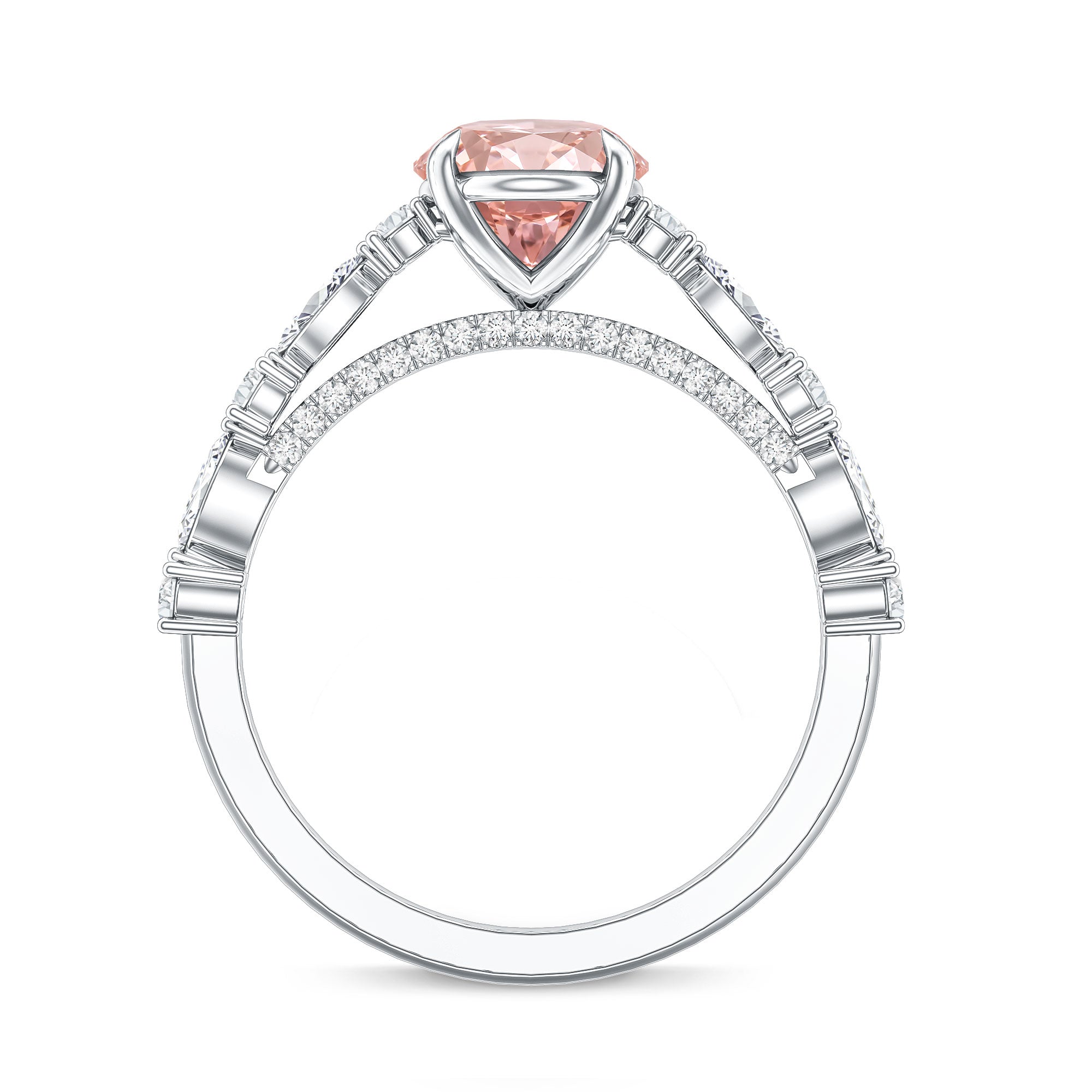 Rosec Jewels-IGI Certified Lab Grown 2 Carat Pink Diamond Oval Engagement Ring with Surprise Band