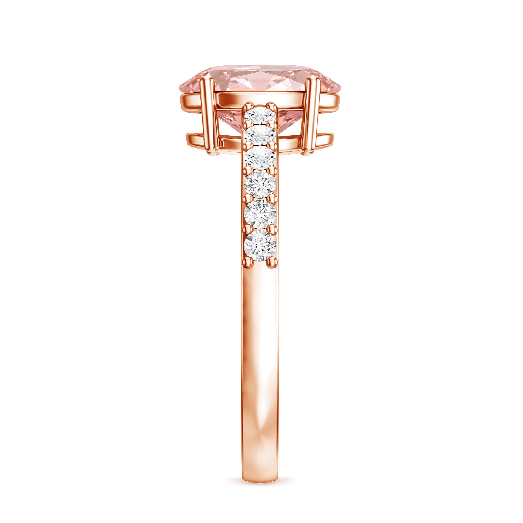 Rosec Jewels-IGI Certified 2 Carat Lab Grown Oval Pink Diamond Engagement Ring with Side Stones