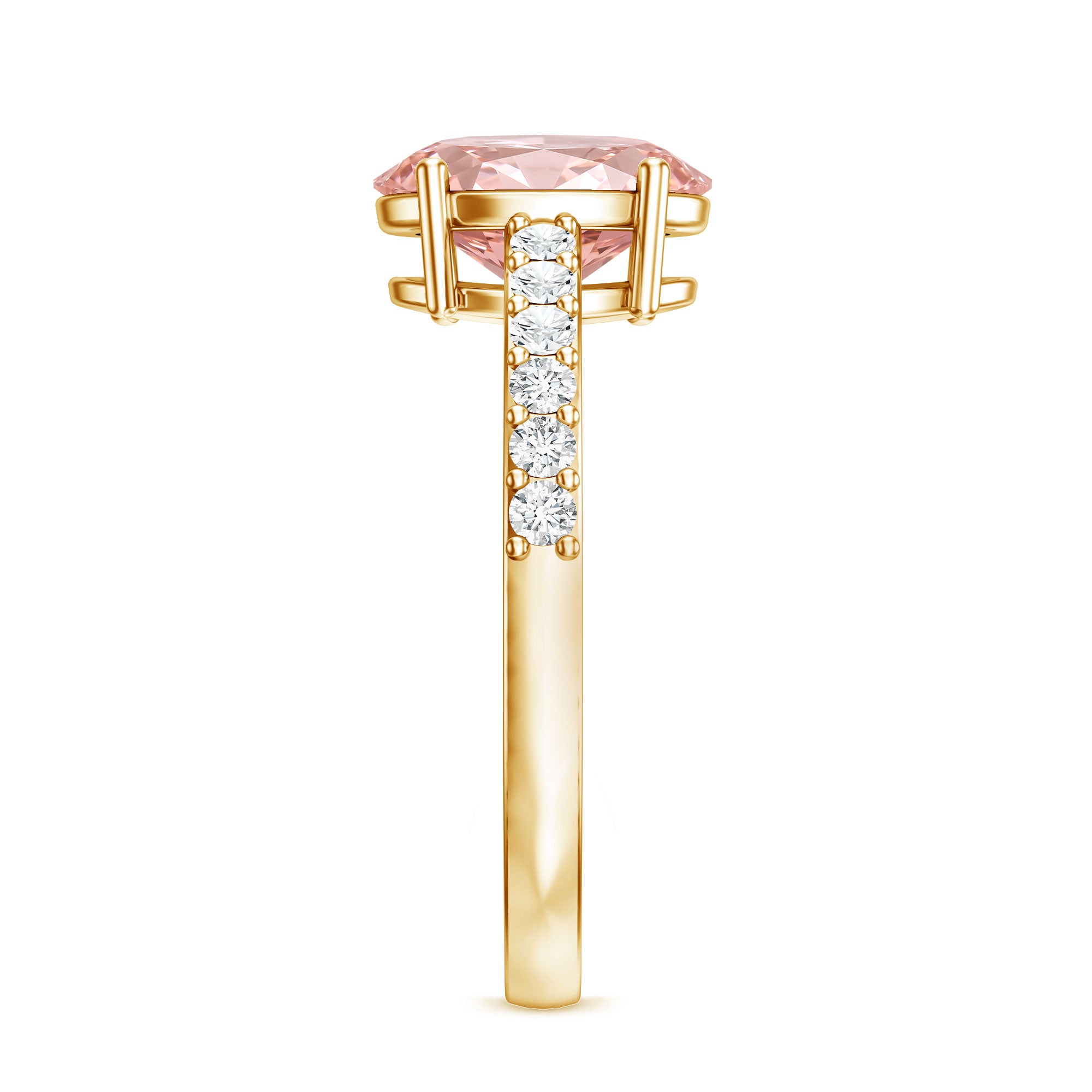 Rosec Jewels-IGI Certified 2 Carat Lab Grown Oval Pink Diamond Engagement Ring with Side Stones