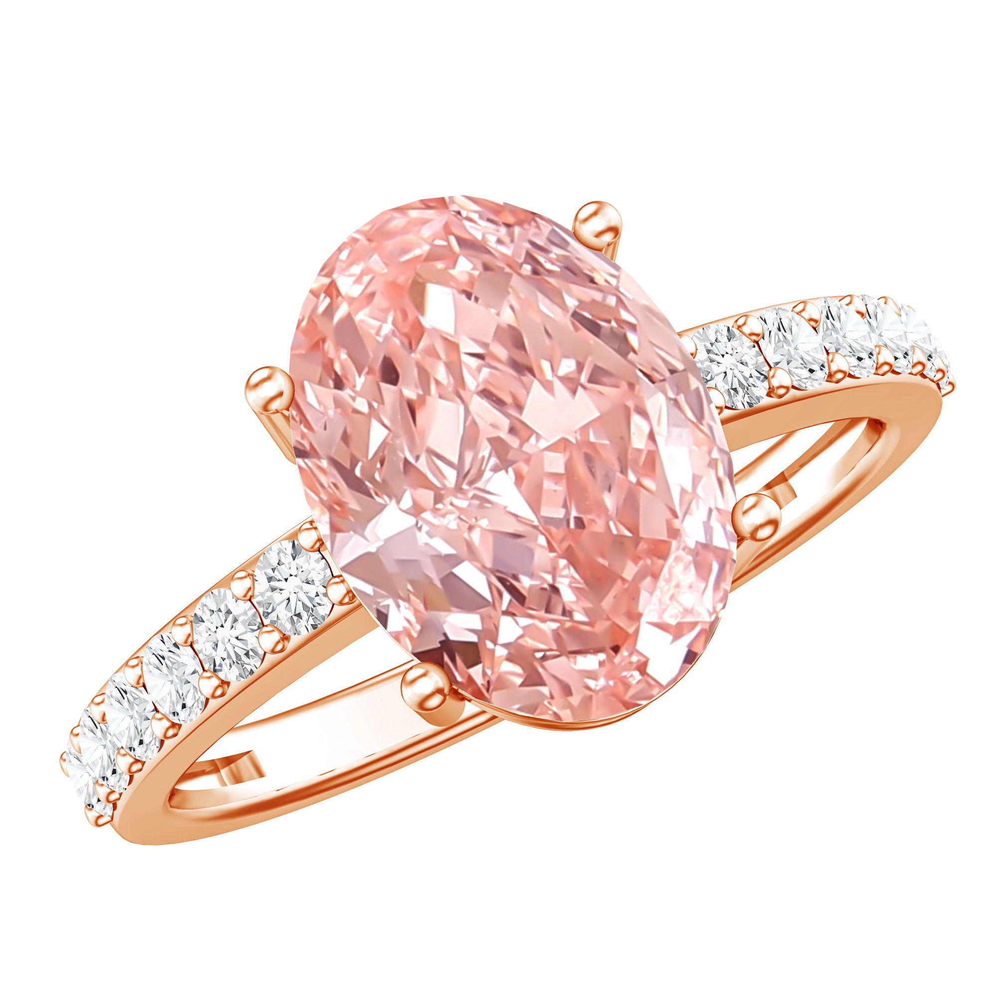 Rosec Jewels-3 Carat Lab Grown Pink Diamond Oval Solitaire Engagement Ring IGI Certified