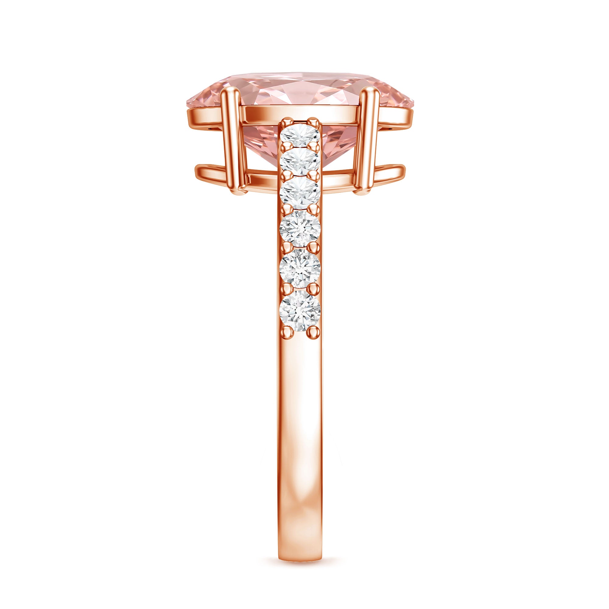 Rosec Jewels-3 Carat Lab Grown Pink Diamond Oval Solitaire Engagement Ring IGI Certified