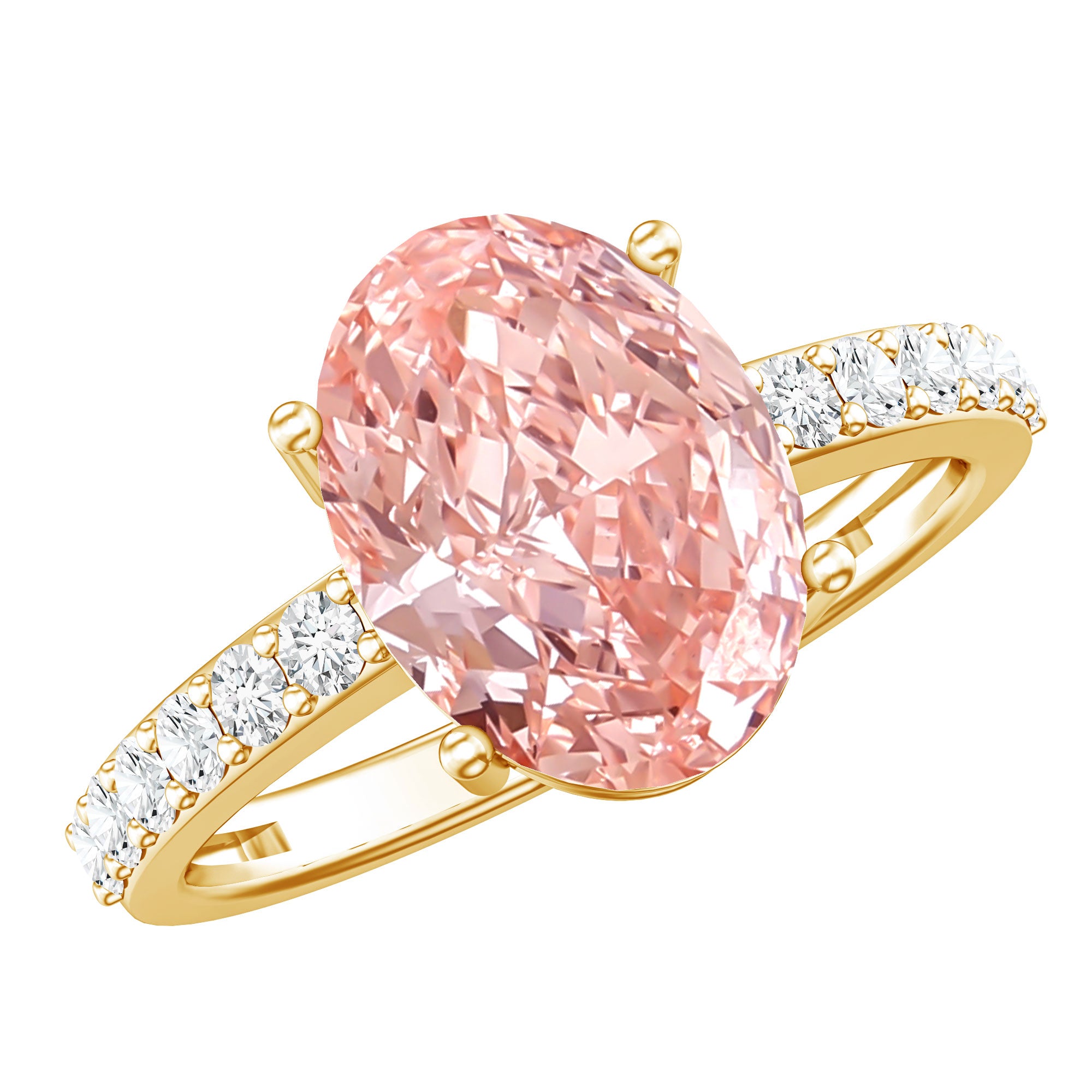 Rosec Jewels-3 Carat Lab Grown Pink Diamond Oval Solitaire Engagement Ring IGI Certified