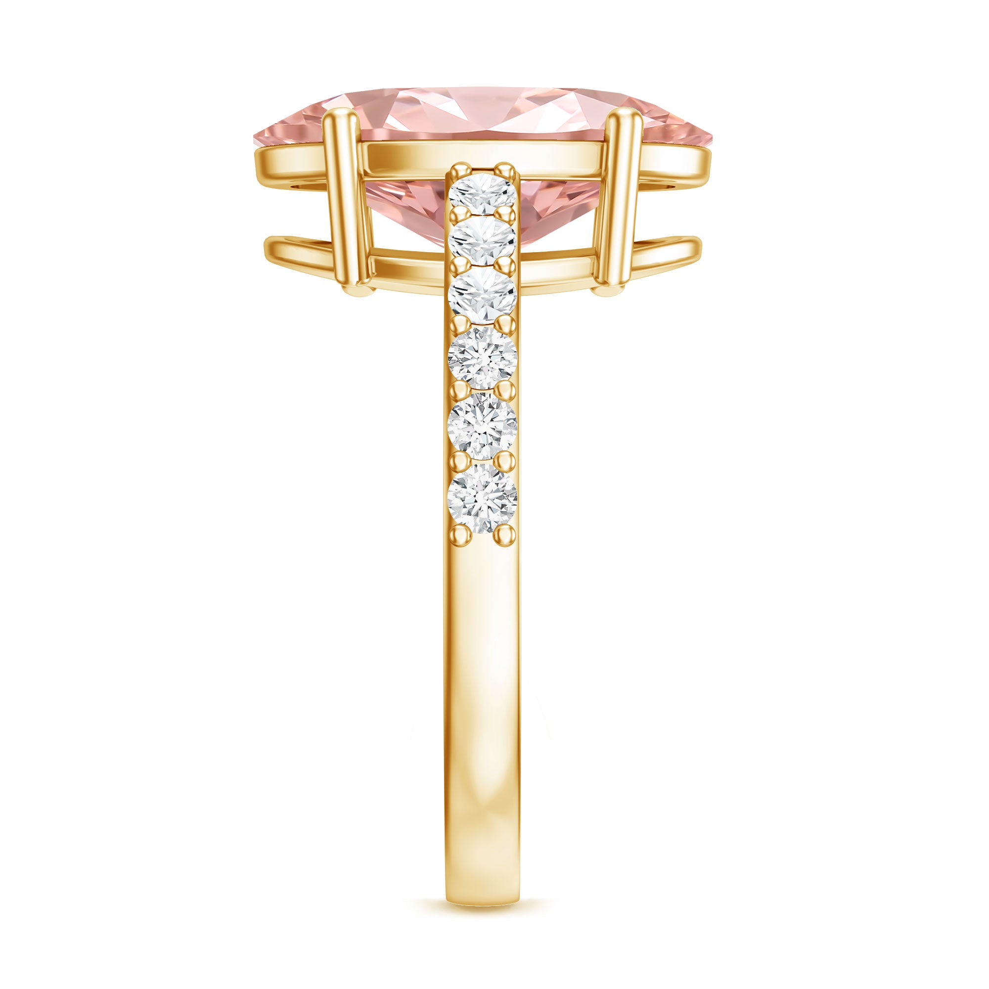 Elongated Oval Lab Grown Pink Diamond 4 Carat Engagement Ring IGI Certified Fancy Pink - VS1 - Rosec Jewels