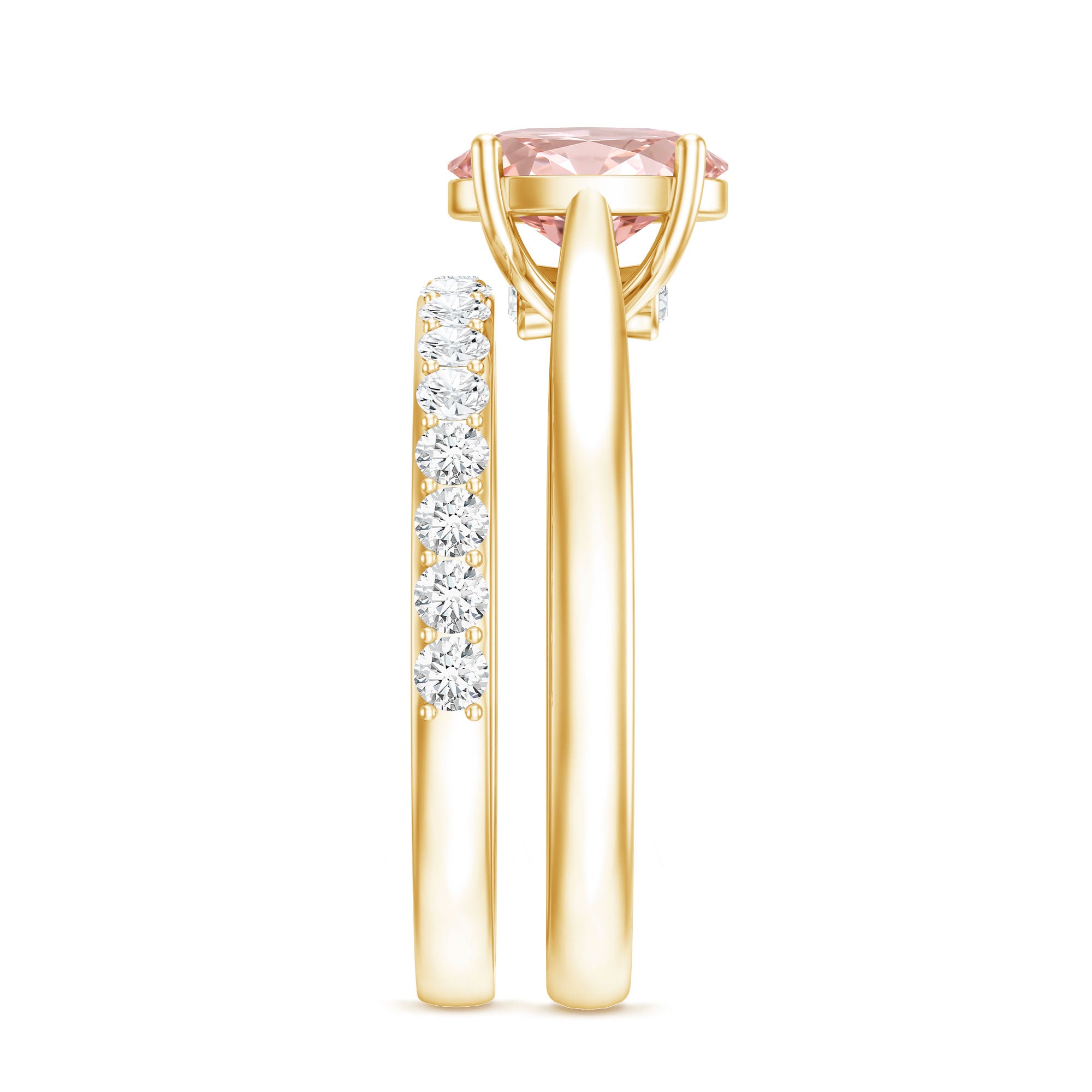 Rosec Jewels-IGI Certified 1 Carat Oval Lab Grown Pink Diamond Engagement Ring with Enhancer