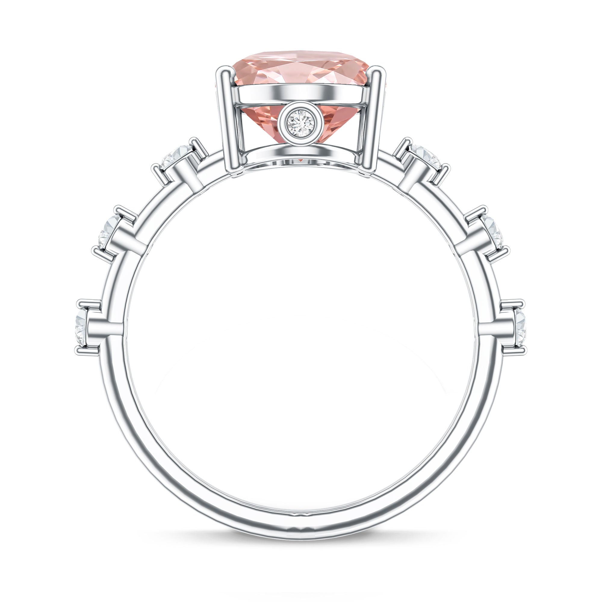 Rosec Jewels-IGI Certified 3 Carat Lab Grown Pink Diamond Oval Engagement Ring with Spaced Accent