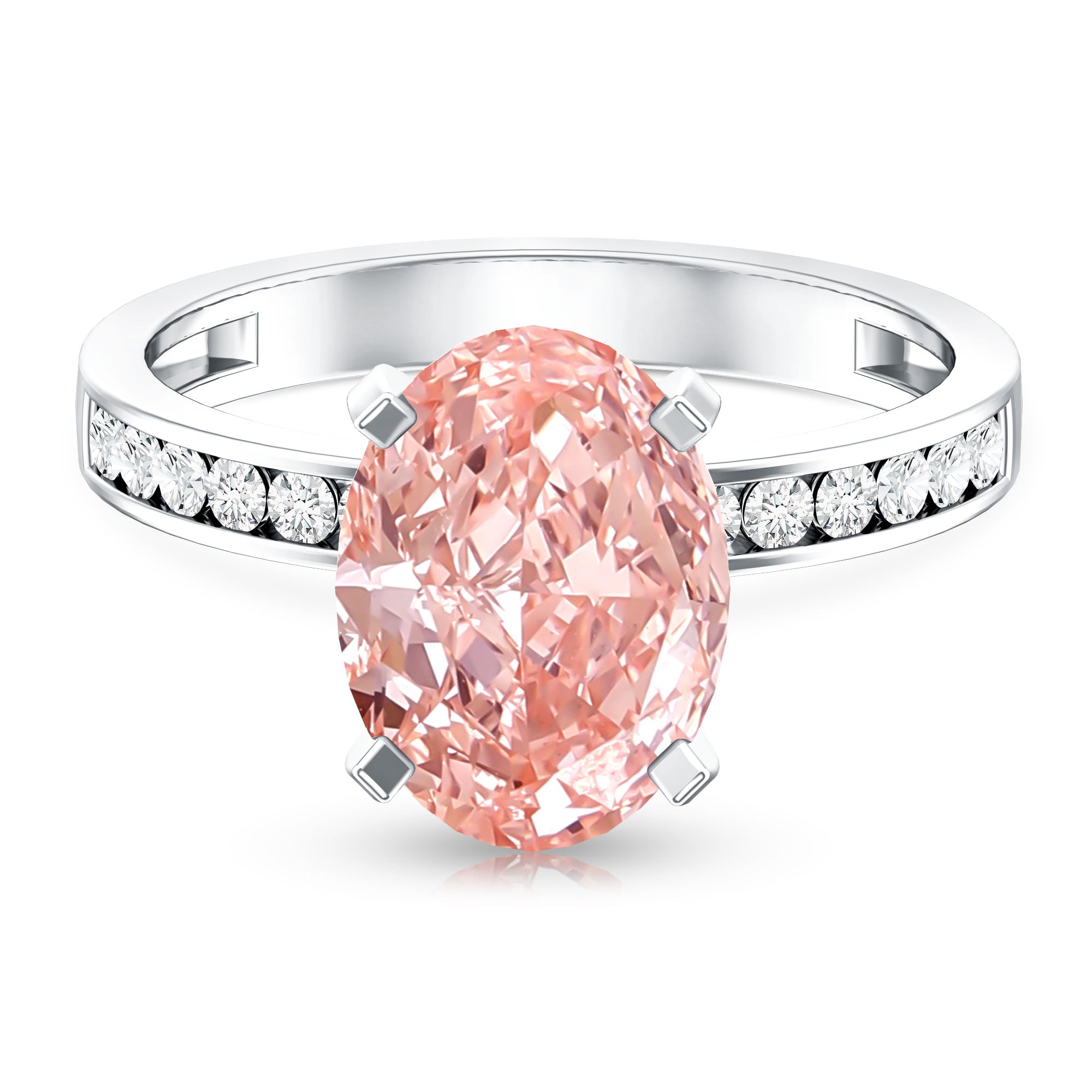Rosec Jewels-IGI Certified 3 Carat Lab Grown Pink Diamond Oval Solitaire Engagement Ring