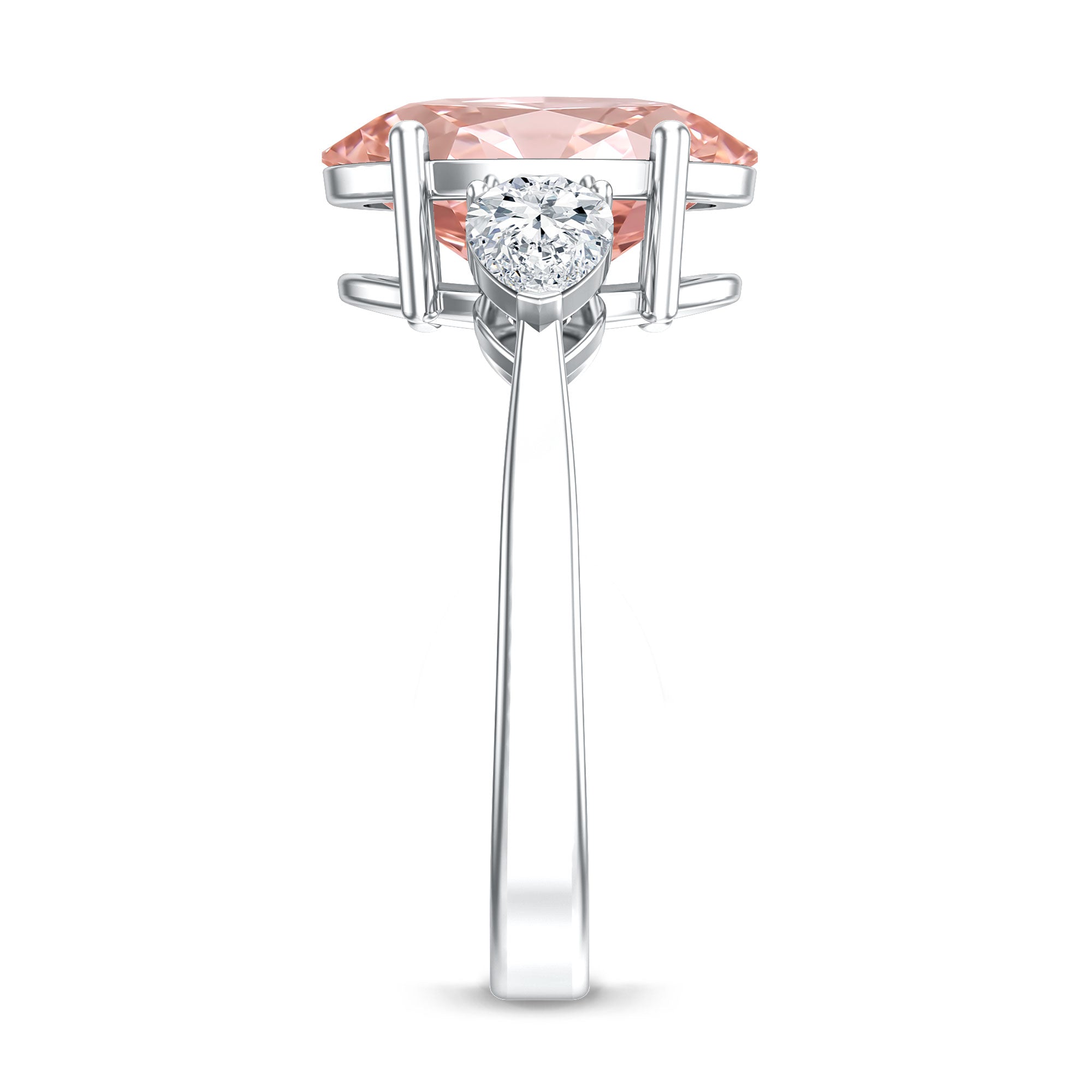 Rosec Jewels-IGI Certified 3 Carat Lab Grown Pink Diamond Triple Stone Engagement Ring for Women