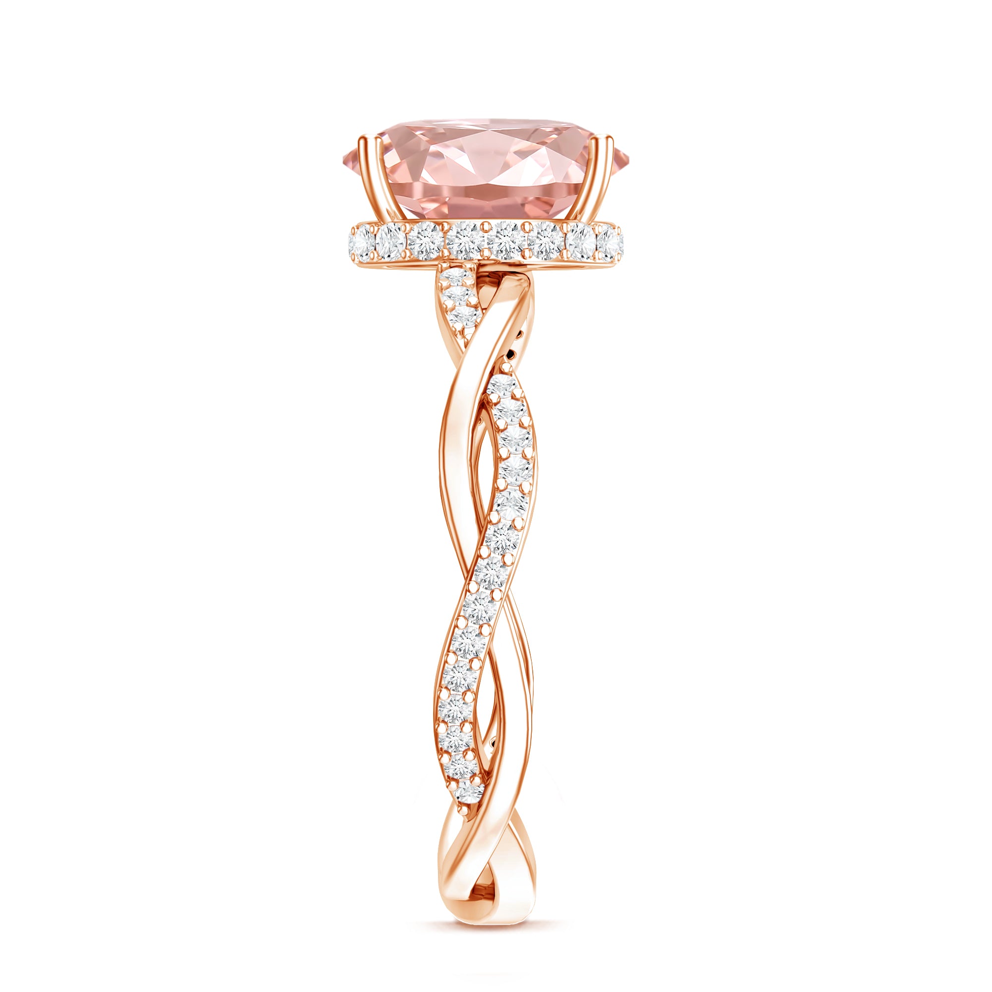 Rosec Jewels-2 Carat Lab Grown Oval Pink Diamond Braided Engagement Ring with IGI Certificate
