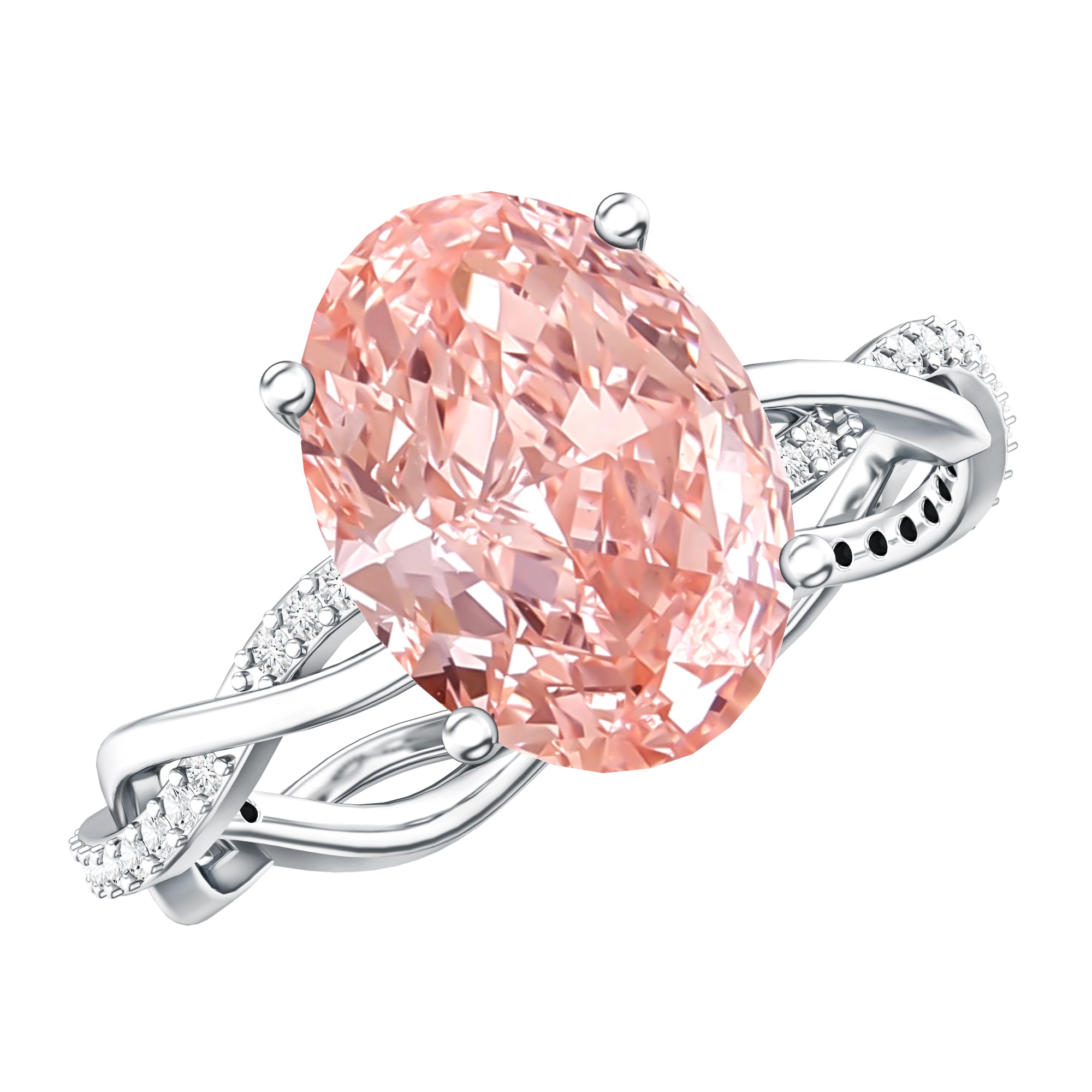 Rosec Jewels-IGI Certified 3 Carat Oval Lab Created Pink Diamond Infinity Band Engagement Ring