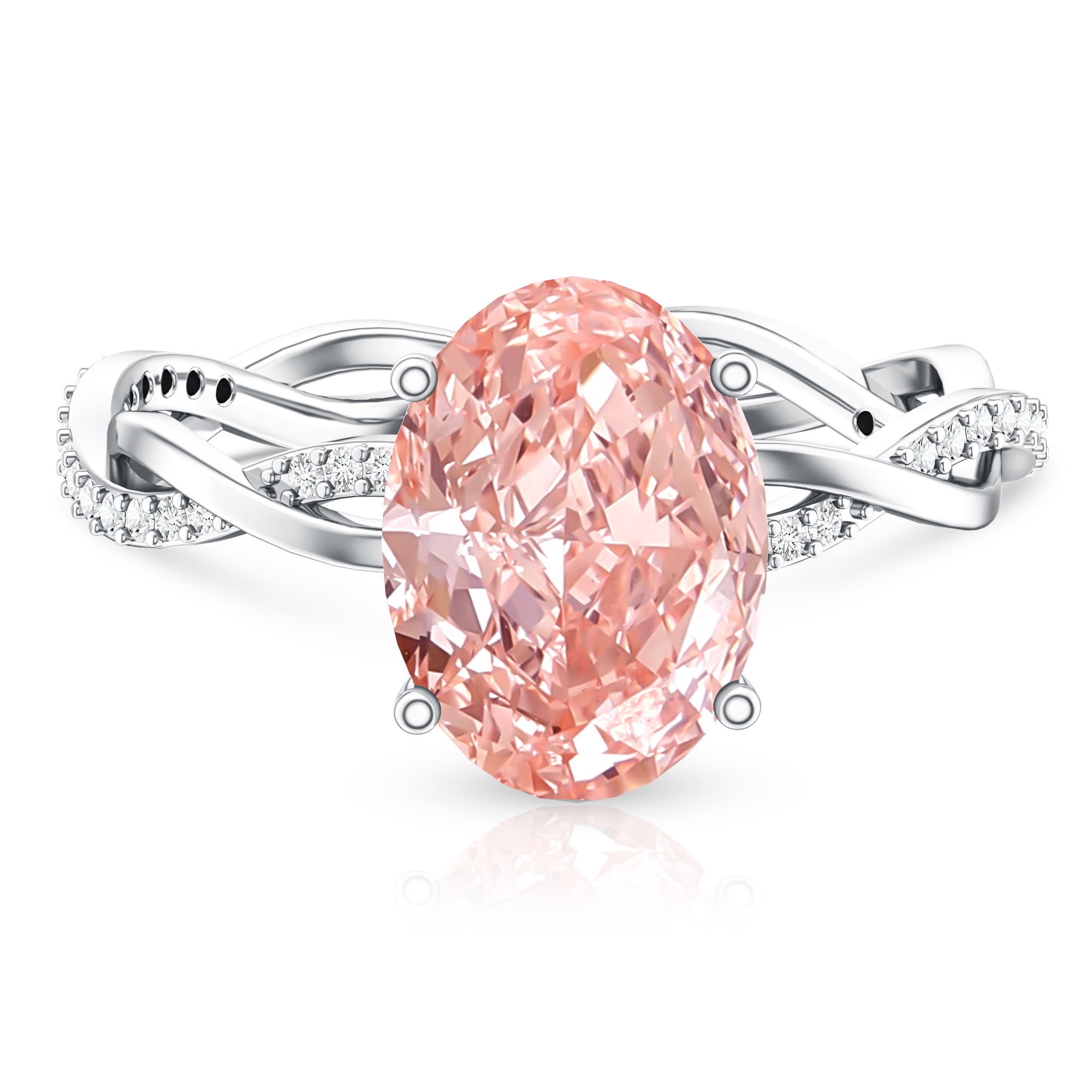 Rosec Jewels-IGI Certified 3 Carat Oval Lab Created Pink Diamond Infinity Band Engagement Ring