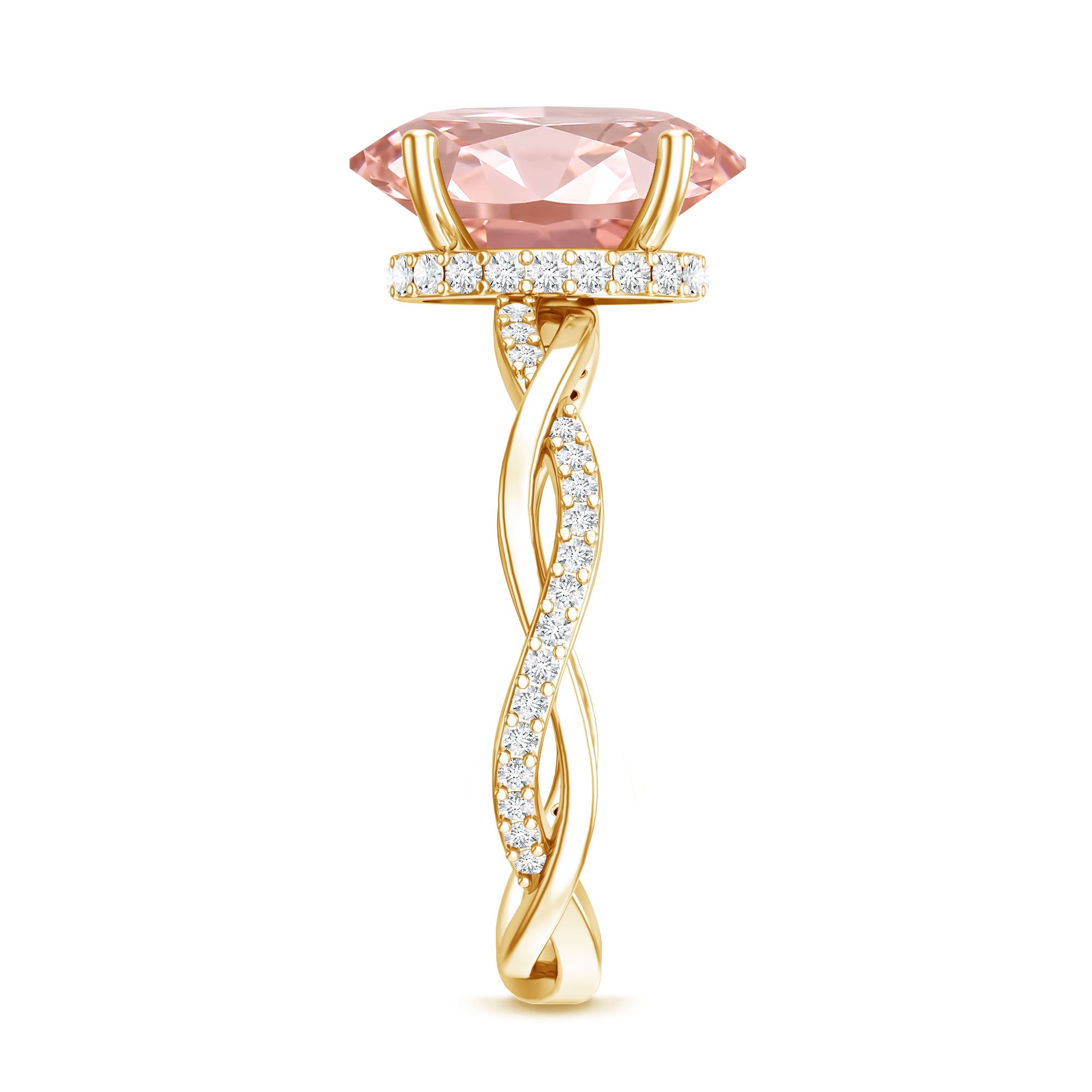 Rosec Jewels-IGI Certified 3 Carat Oval Lab Created Pink Diamond Infinity Band Engagement Ring