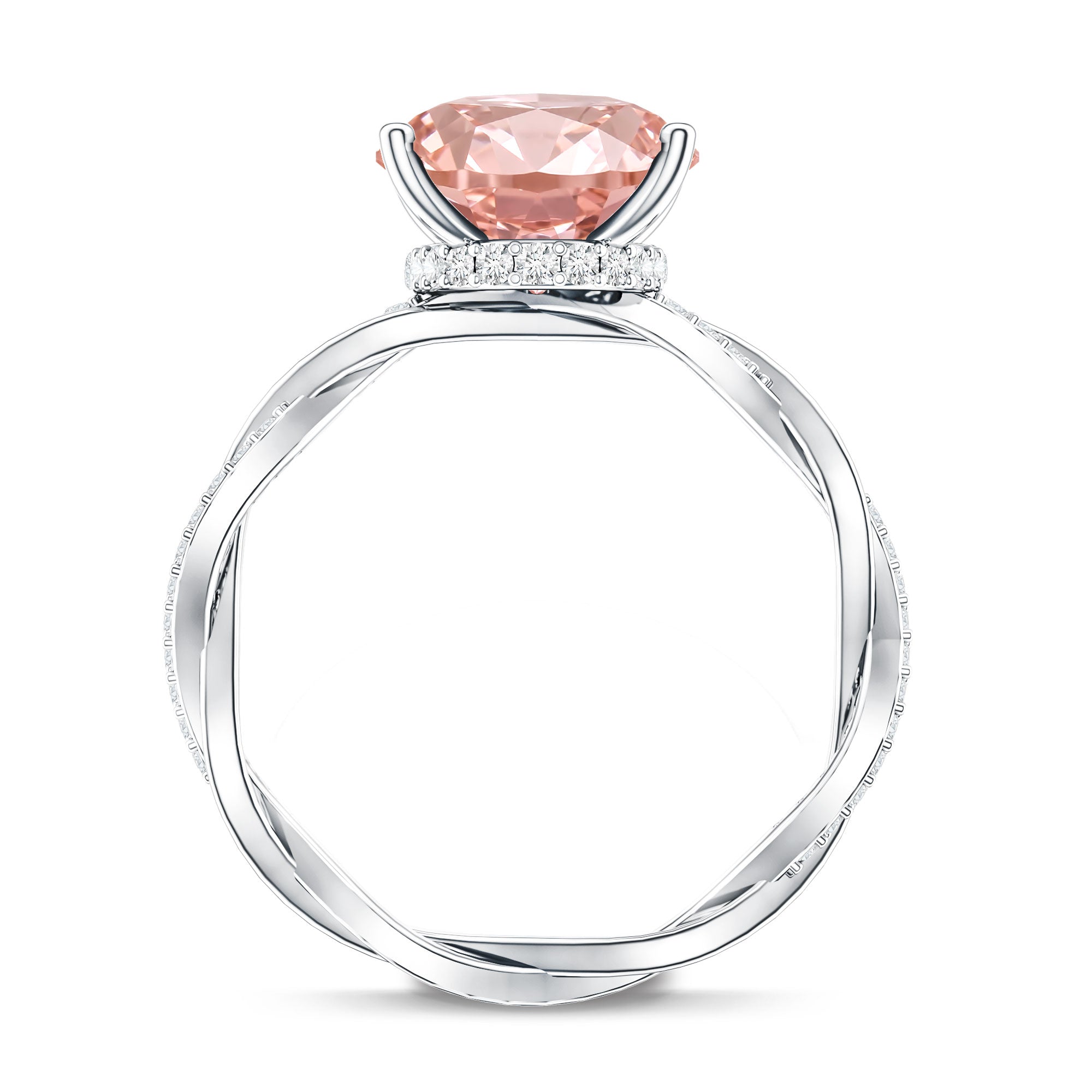 Rosec Jewels-4 Carat IGI Certified Lab Grown Pink Diamond Oval Engagement Ring with Braided Band