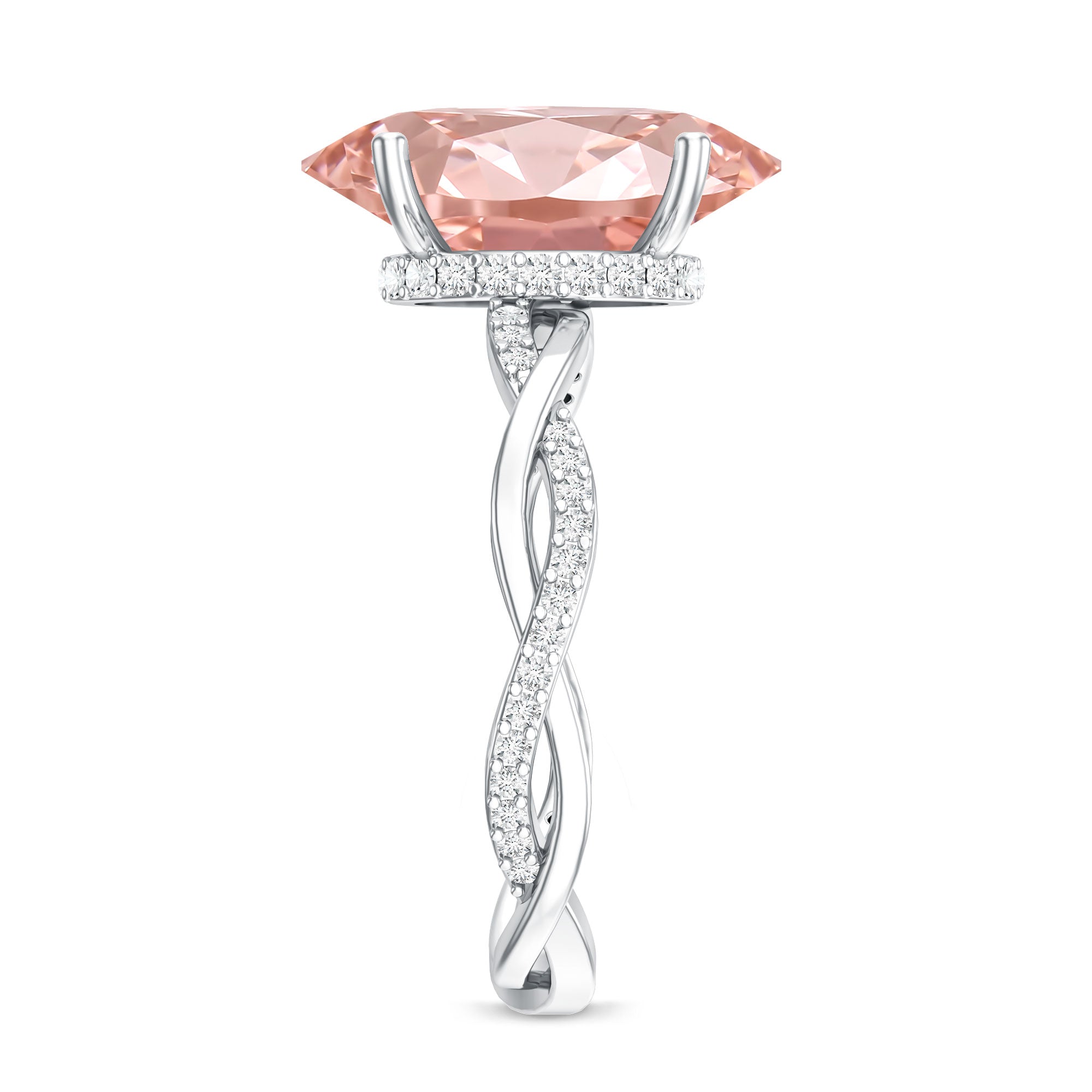 Rosec Jewels-4 Carat IGI Certified Lab Grown Pink Diamond Oval Engagement Ring with Braided Band