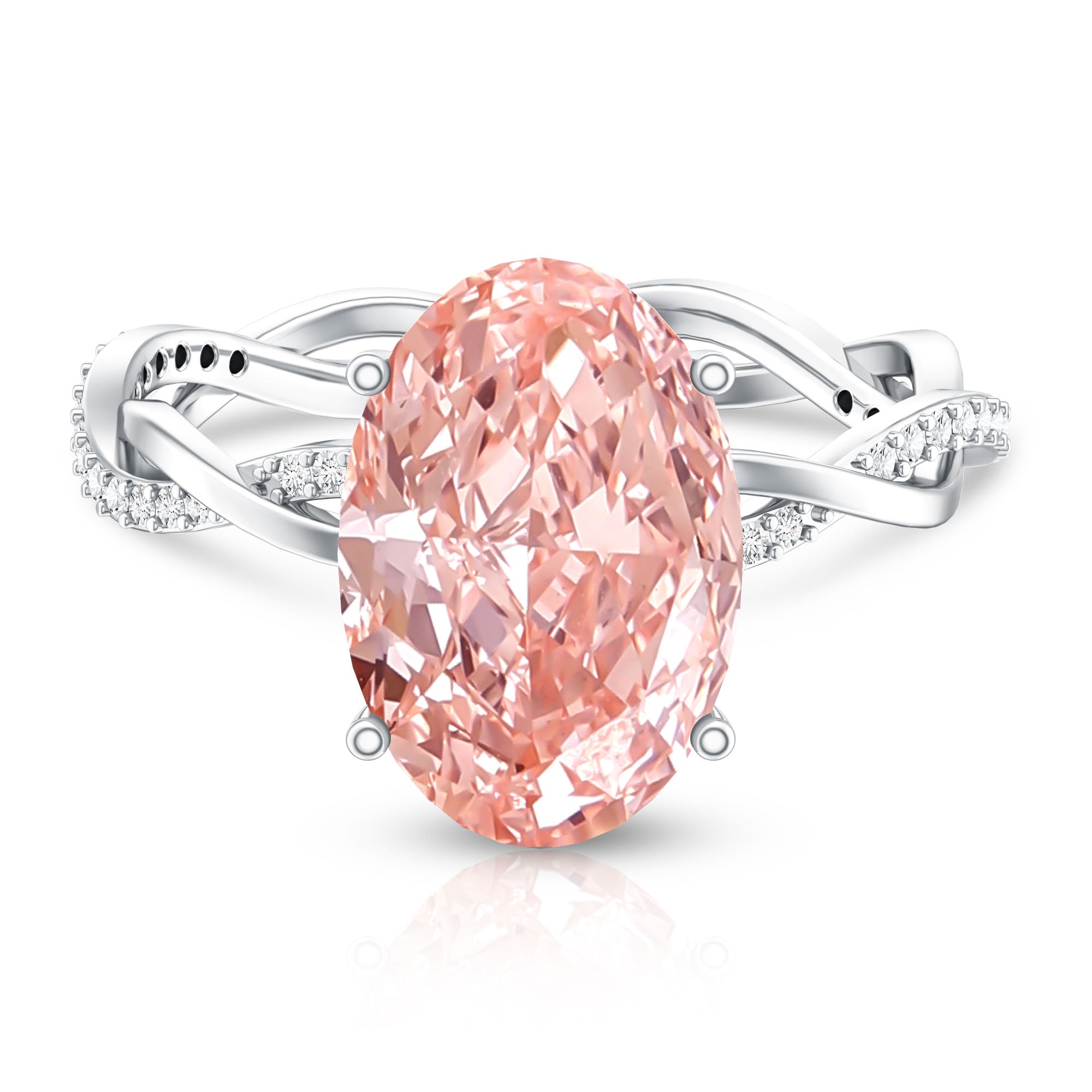 Rosec Jewels-4 Carat IGI Certified Lab Grown Pink Diamond Oval Engagement Ring with Braided Band