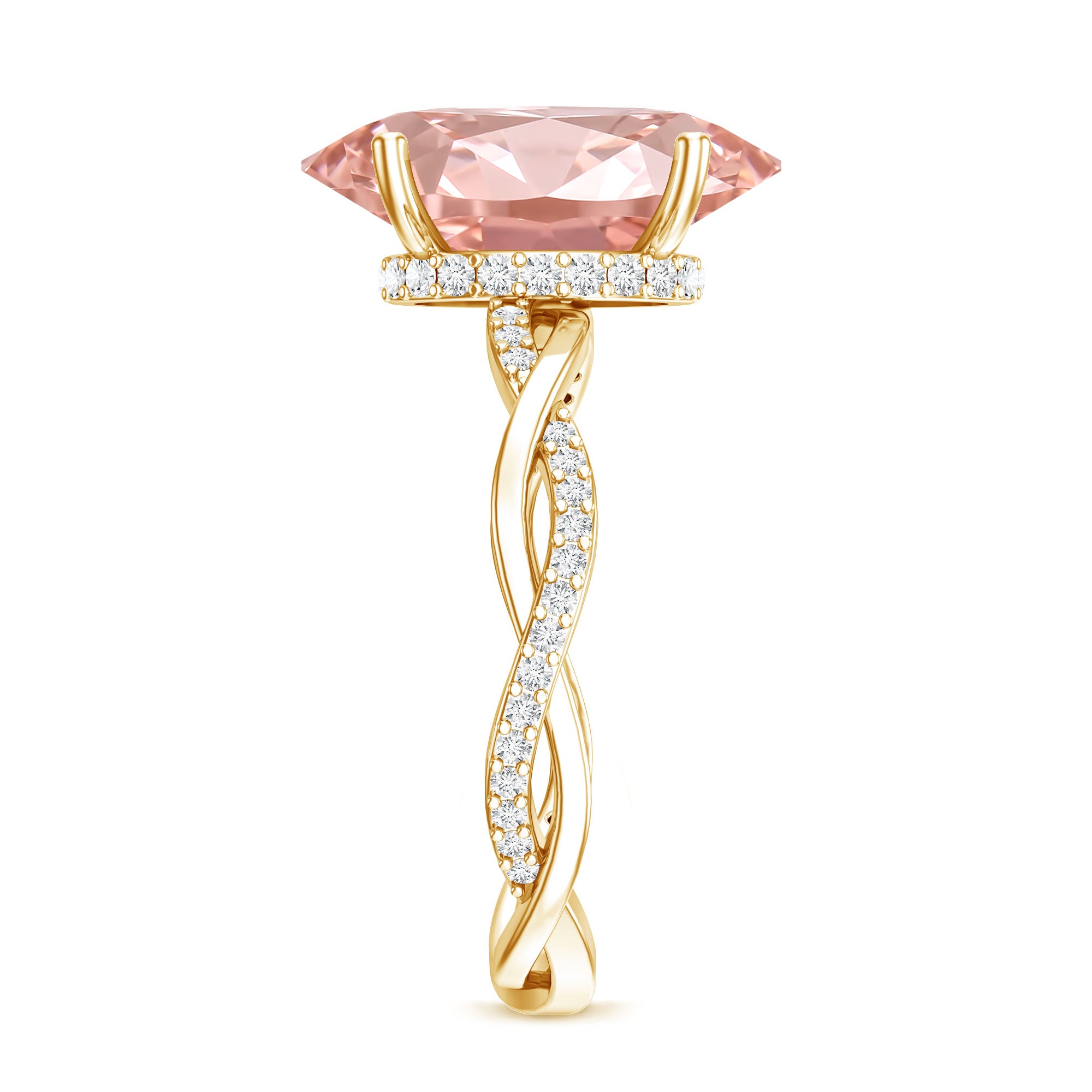 Rosec Jewels-4 Carat IGI Certified Lab Grown Pink Diamond Oval Engagement Ring with Braided Band