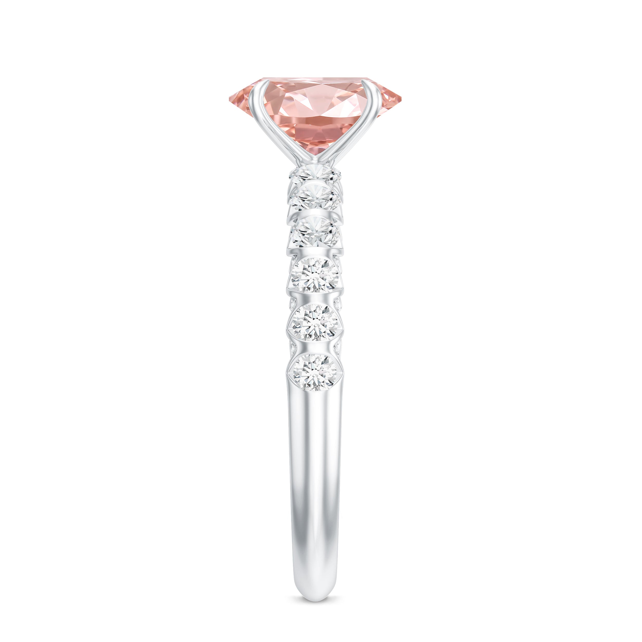 Rosec Jewels-IGI Certified 1 Ct Lab Grown Pink and White Diamond Engagement Ring with Side Stones