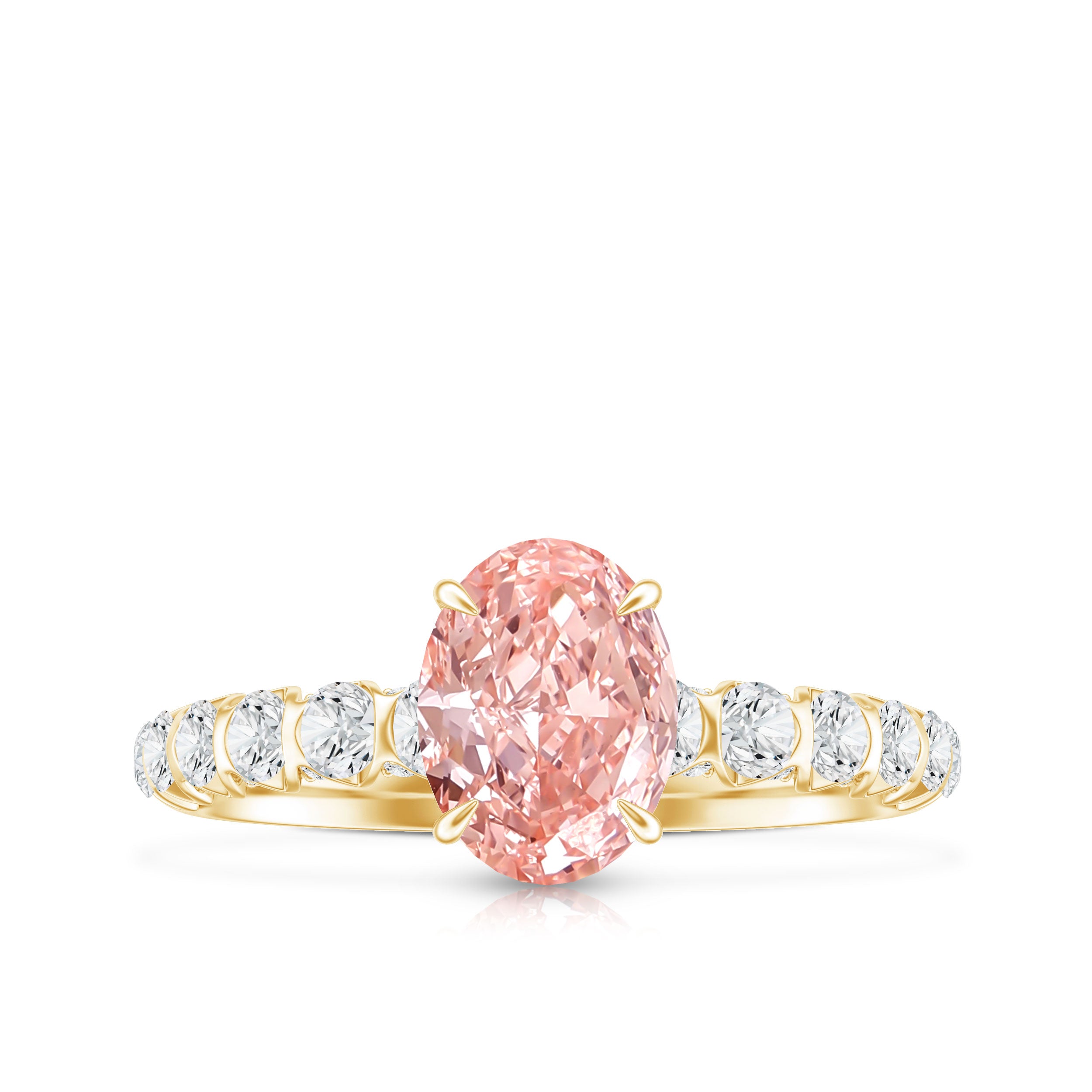 Rosec Jewels-IGI Certified 1 Ct Lab Grown Pink and White Diamond Engagement Ring with Side Stones