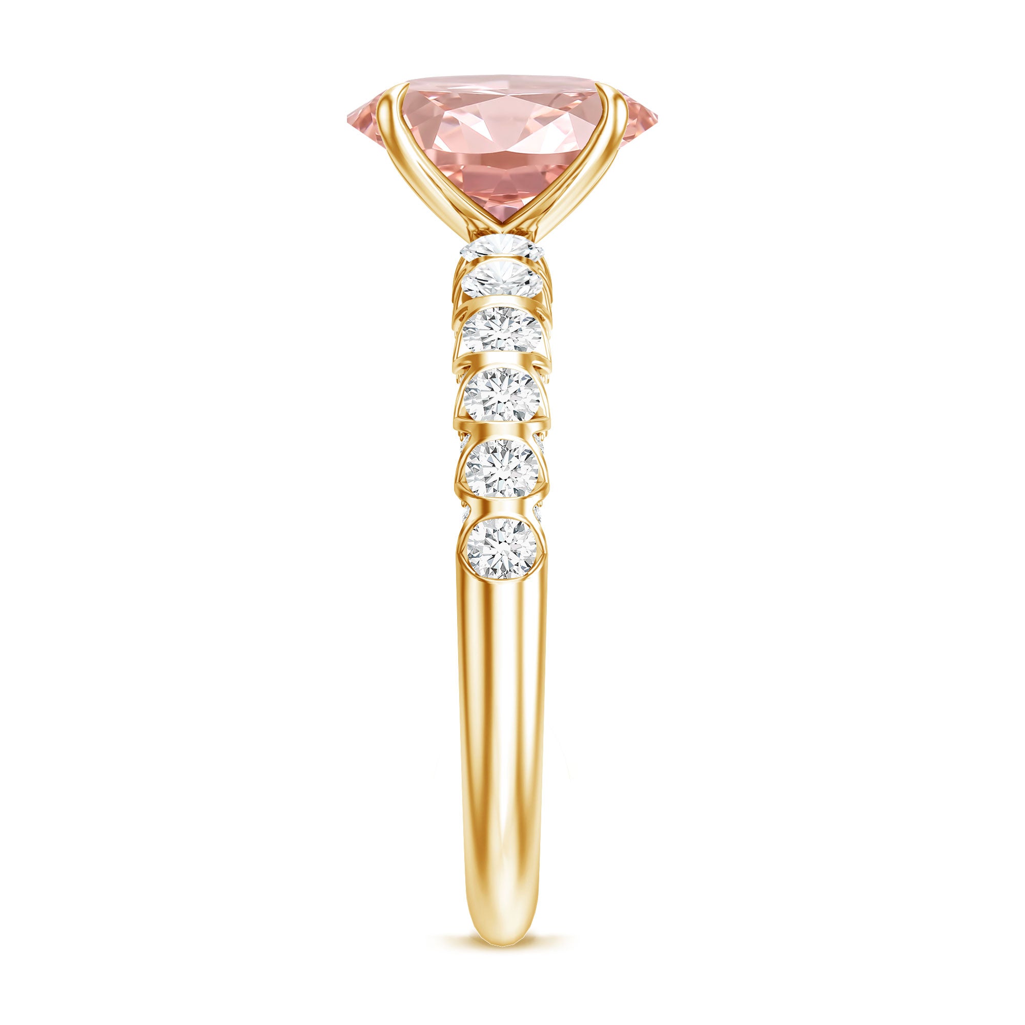 Rosec Jewels-2 Carat Oval Lab Created Pink and White Diamond Engagement Ring with IGI Certificate
