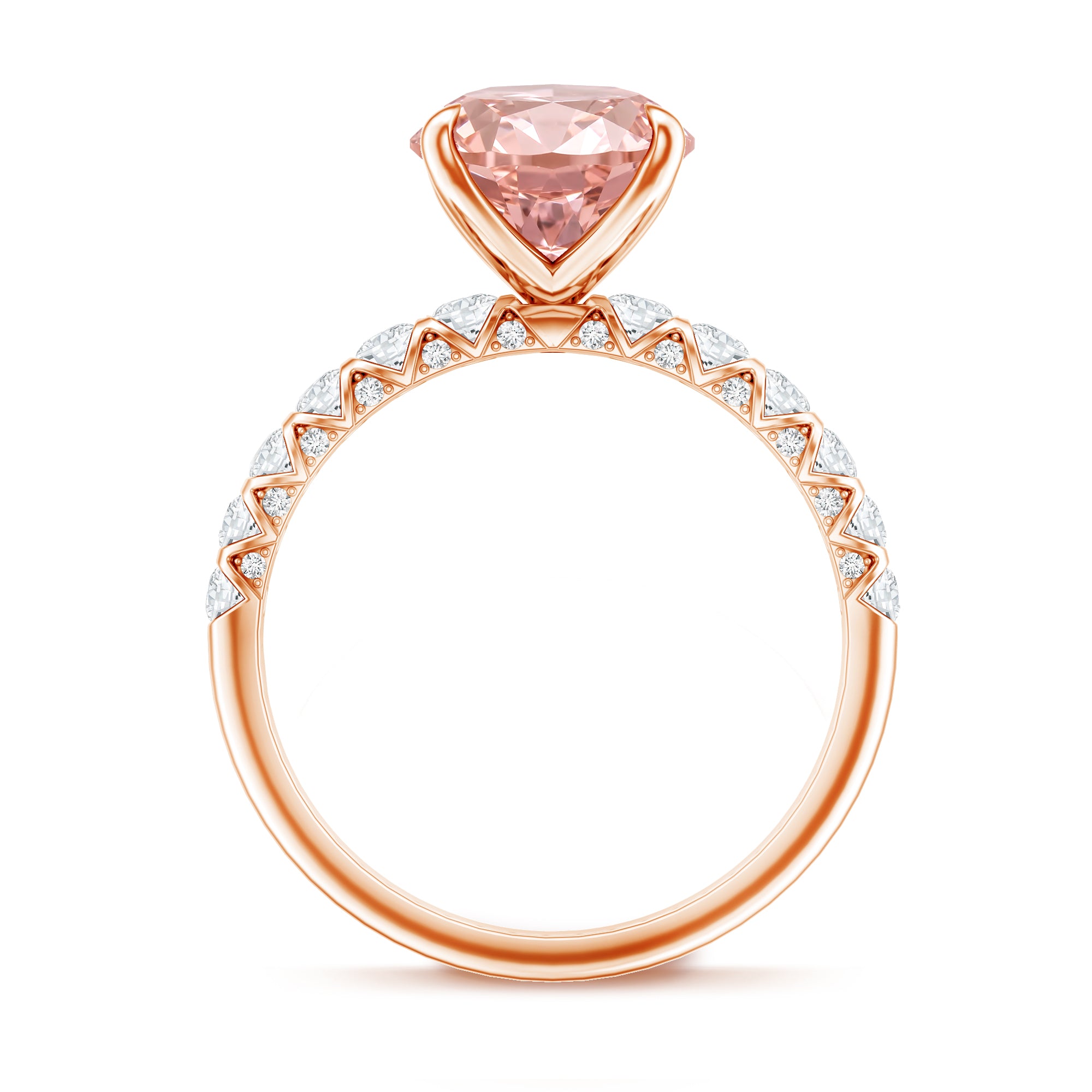 Rosec Jewels-IGI Certified 3 Carat Lab Grown Oval Pink Diamond Engagement Ring with Side Stones