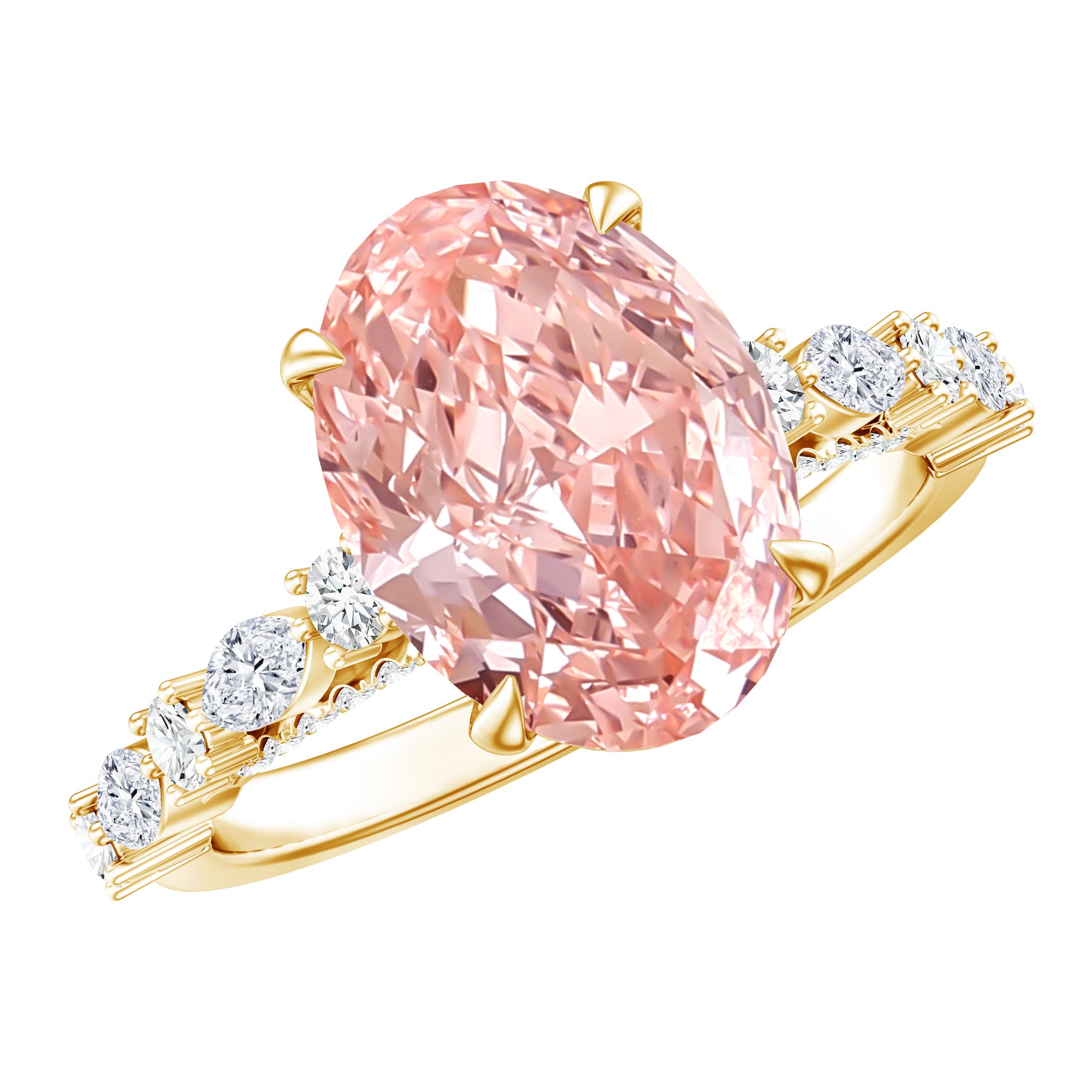 Rosec Jewels-3 Carat Oval Lab Grown Pink Diamond Designer Engagement Ring IGI Certified