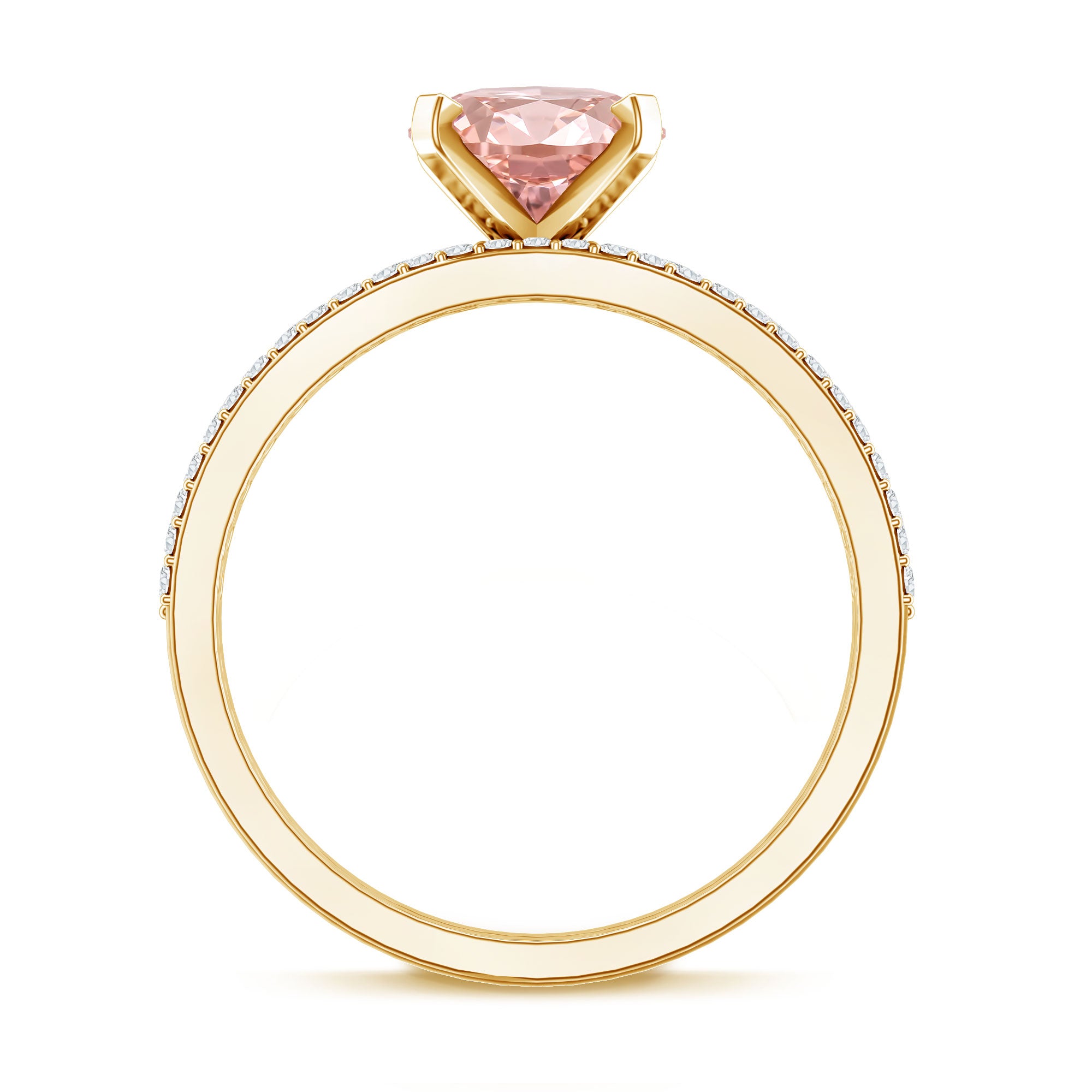 Rosec Jewels-Oval Shaped 2 Carat Lab Grown Pink Diamond Solitaire Bridal Ring Set with IGI Certificate