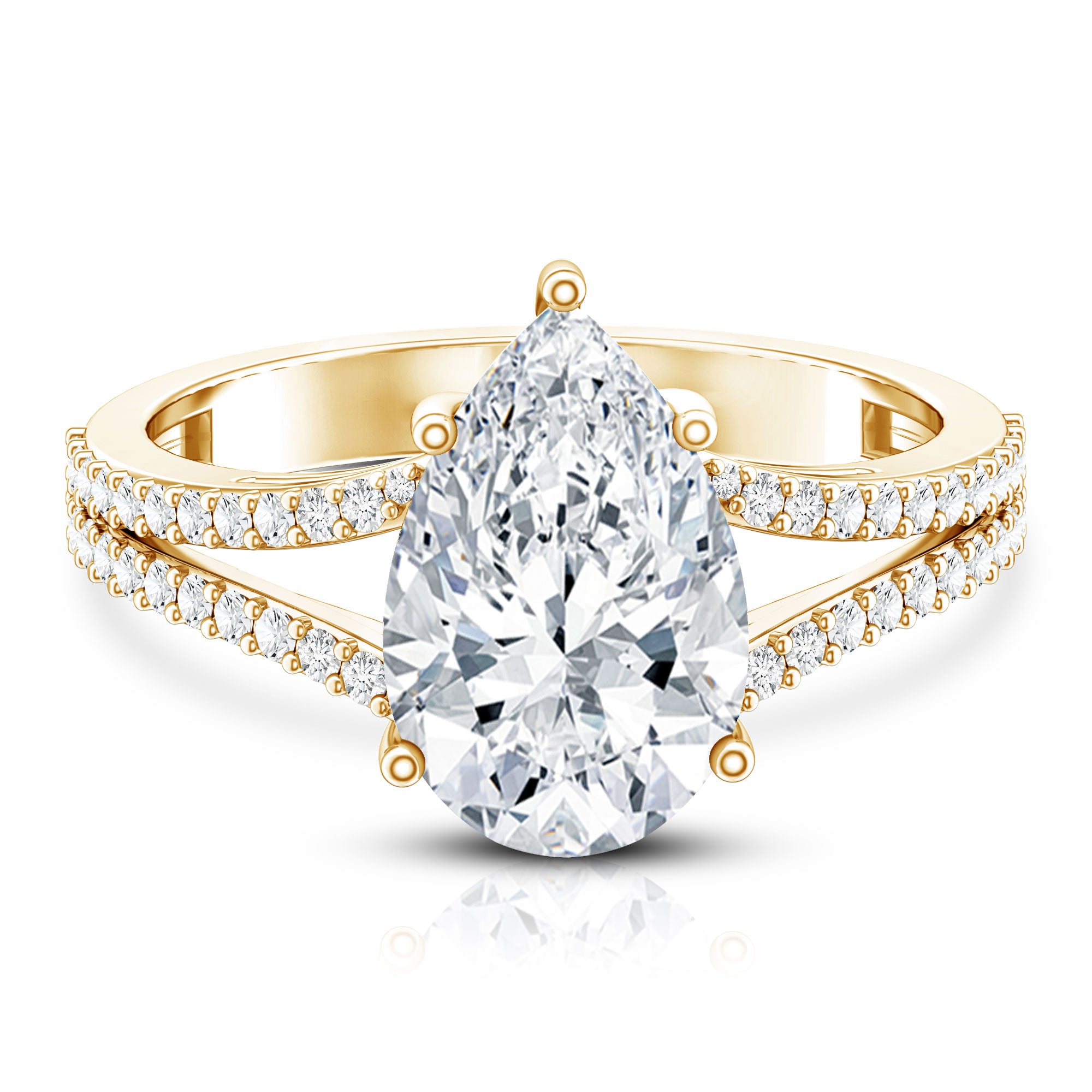 Rosec Jewels-3 Carat IGI Certified Lab Grown Pear Diamond Engagement Ring with Split Shank