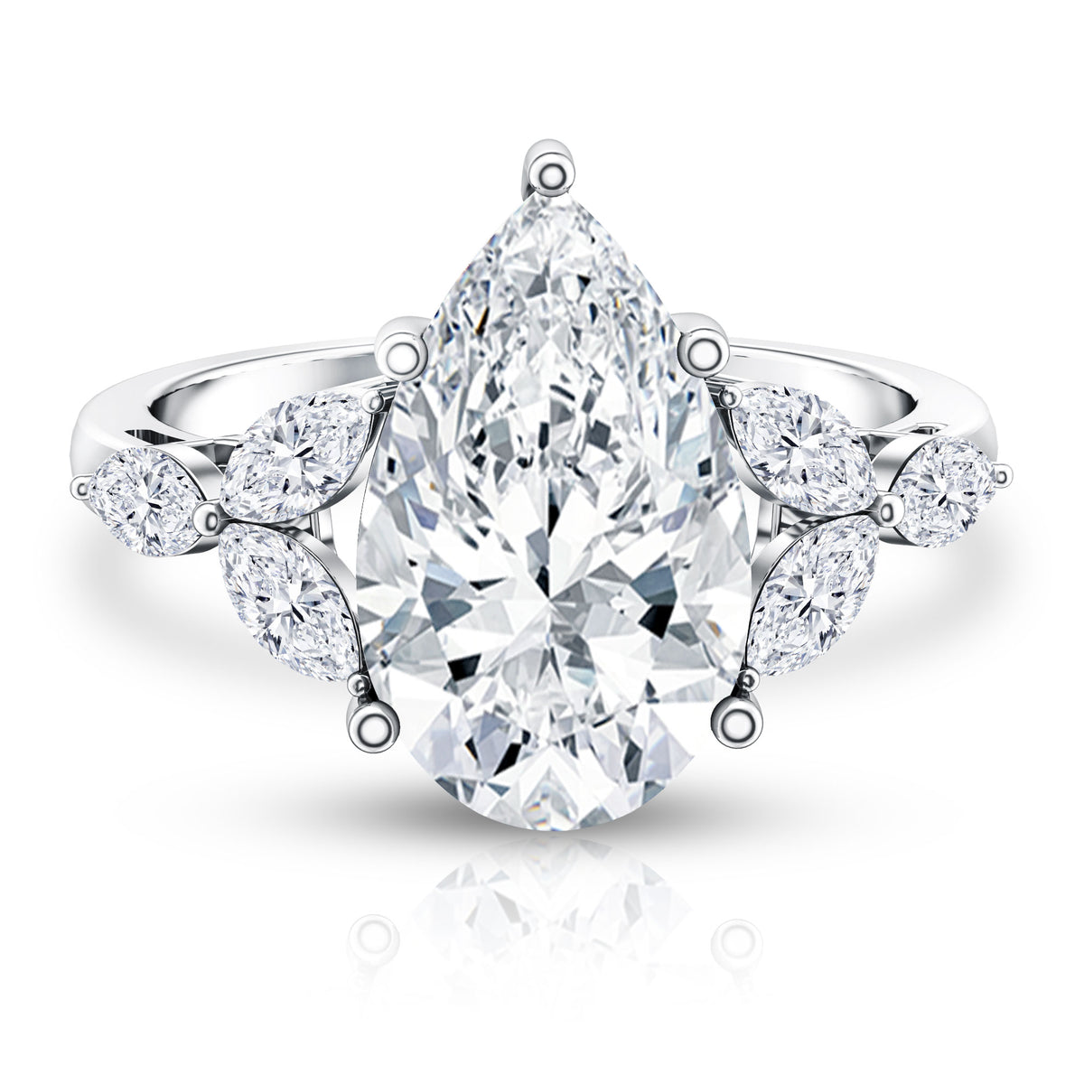 IGI Certified 5 Carat Pear Shaped Lab Grown Diamond Huge Cocktail Ring Lab - ( E-VS1 ) - Rosec Jewels