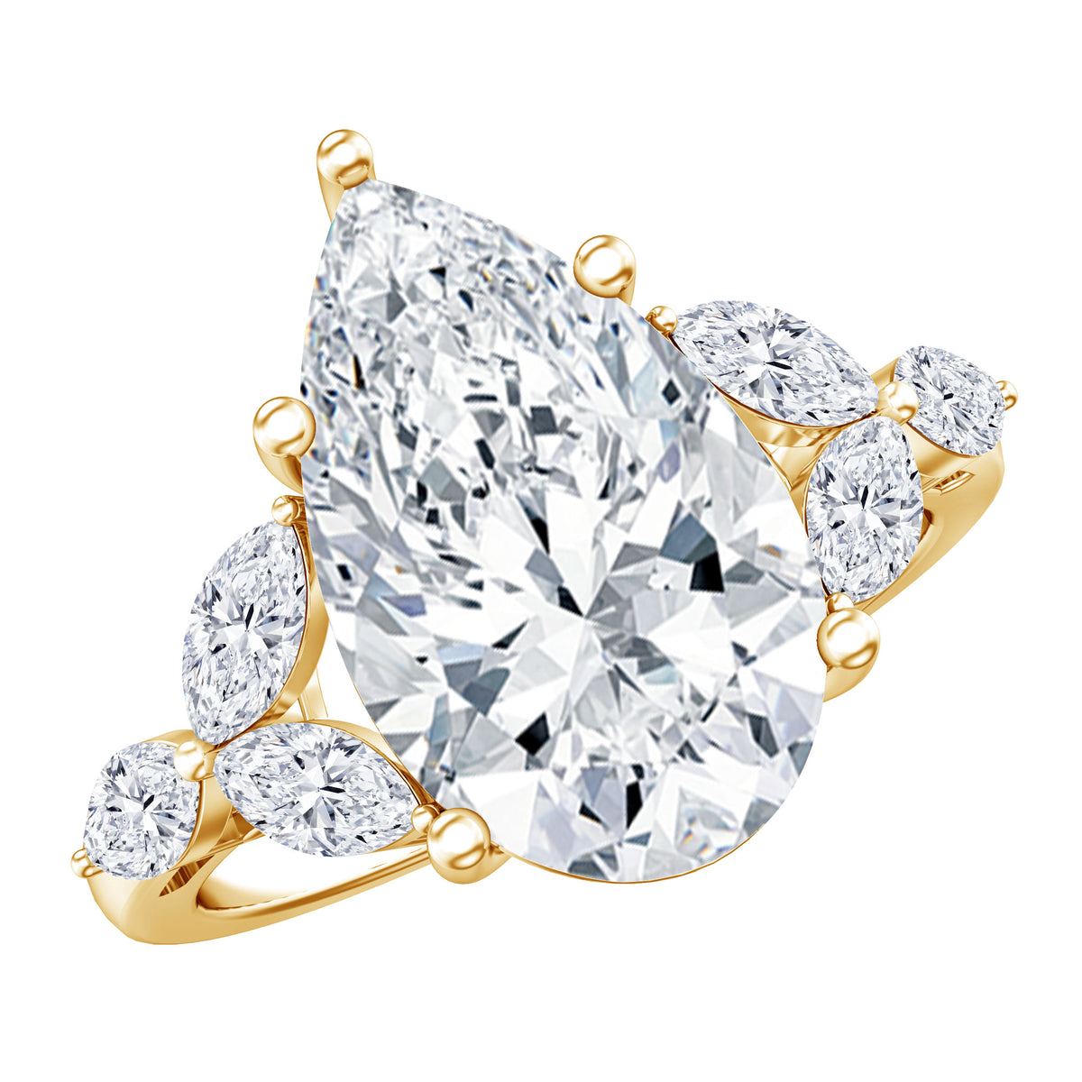 IGI Certified 5 Carat Pear Shaped Lab Grown Diamond Huge Cocktail Ring Lab - ( E-VS1 ) - Rosec Jewels