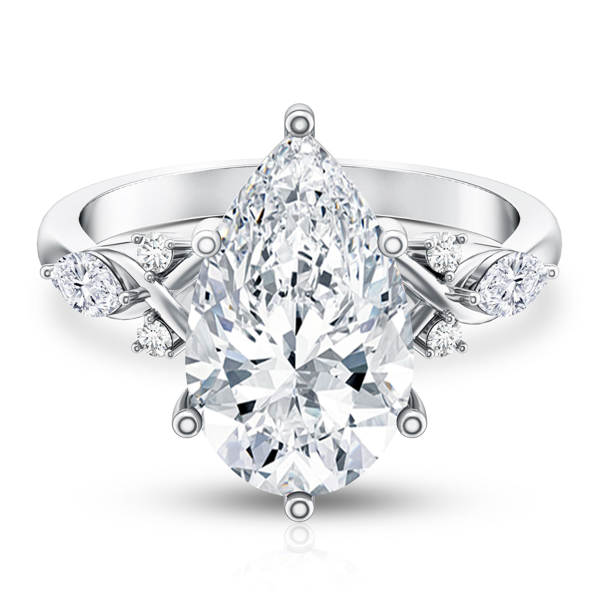 IGI Certified 5 Carat Pear Cut Lab Grown Diamond Big Statement Ring Lab - ( E-VS1 ) - Rosec Jewels