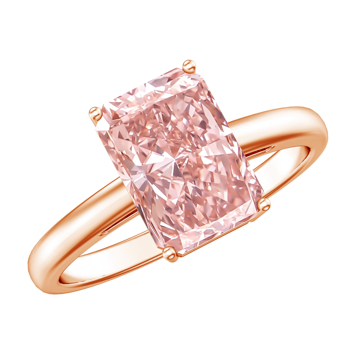 Solitaire 3 Carat Lab Grown Pink Diamond Radiant Cut Engagement Ring IGI Certified Fancy Pink - VS1 - Rosec Jewels
