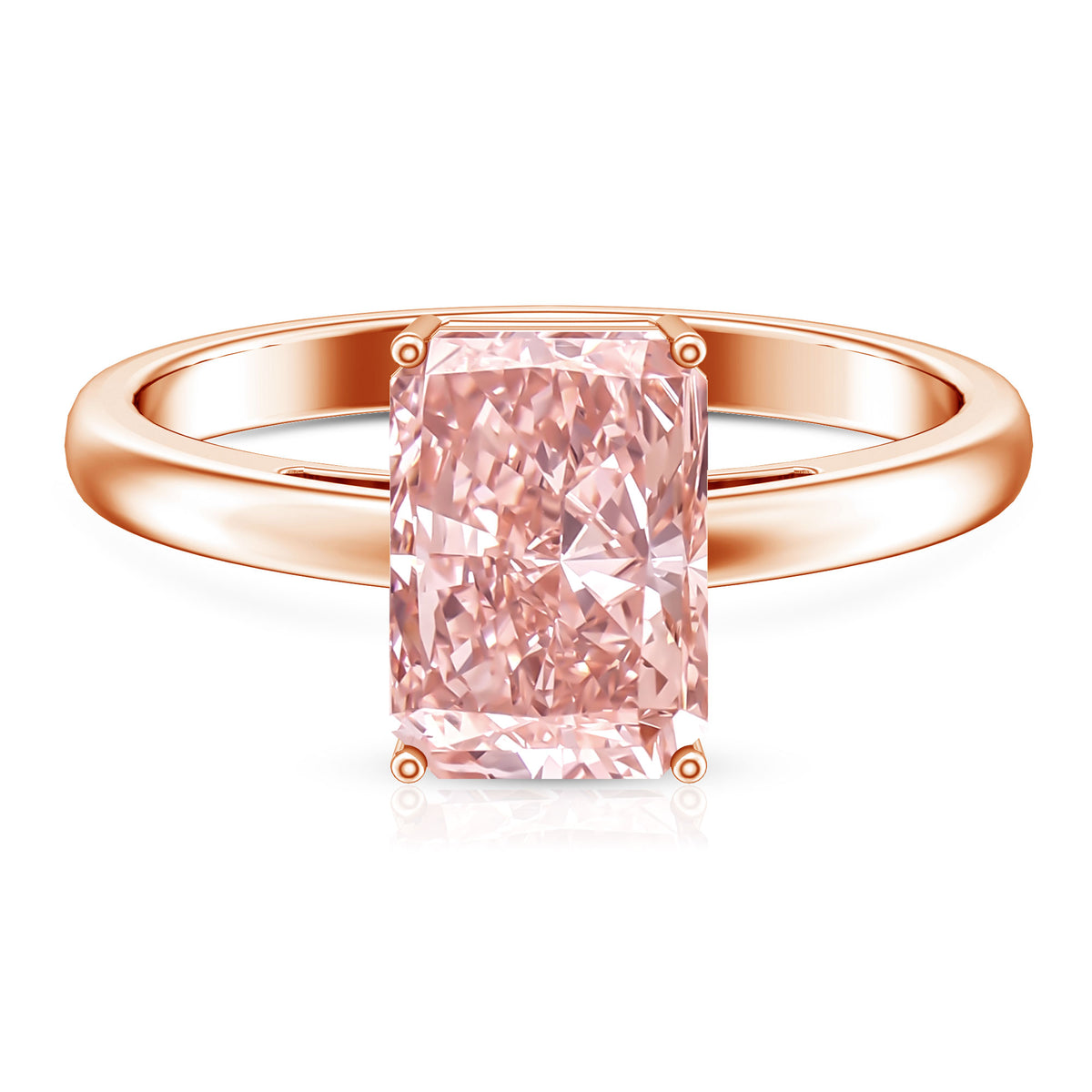 Solitaire 3 Carat Lab Grown Pink Diamond Radiant Cut Engagement Ring IGI Certified Fancy Pink - VS1 - Rosec Jewels