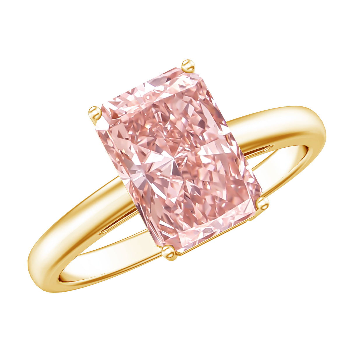 Solitaire 3 Carat Lab Grown Pink Diamond Radiant Cut Engagement Ring IGI Certified Fancy Pink - VS1 - Rosec Jewels