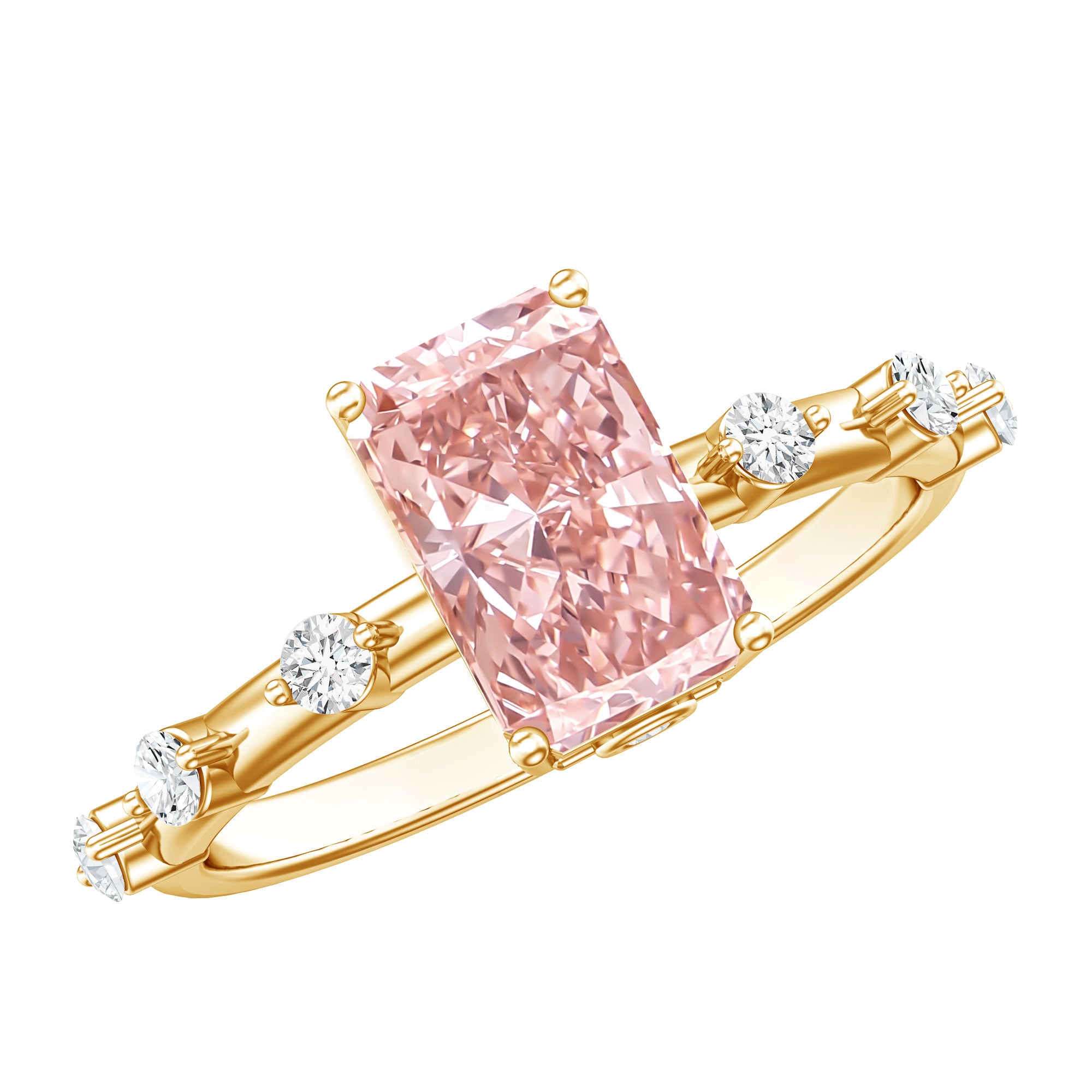Rosec Jewels-Radiant Cut Lab Pink Diamond 2 Carat Engagement Ring with IGI Certificate