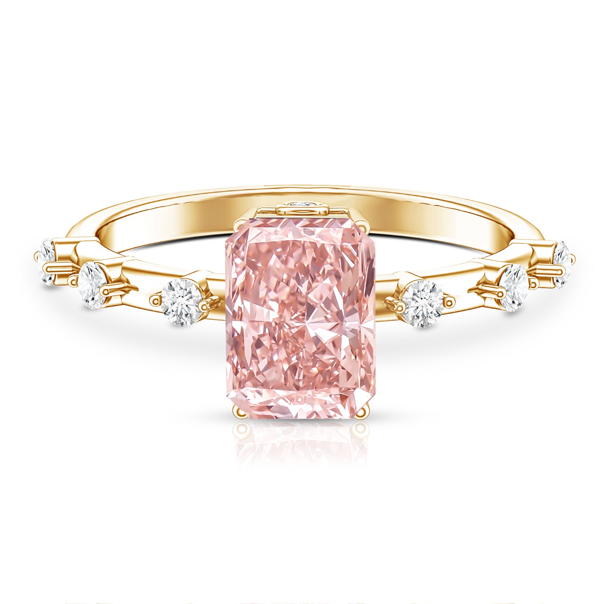 Rosec Jewels-Radiant Cut Lab Pink Diamond 2 Carat Engagement Ring with IGI Certificate