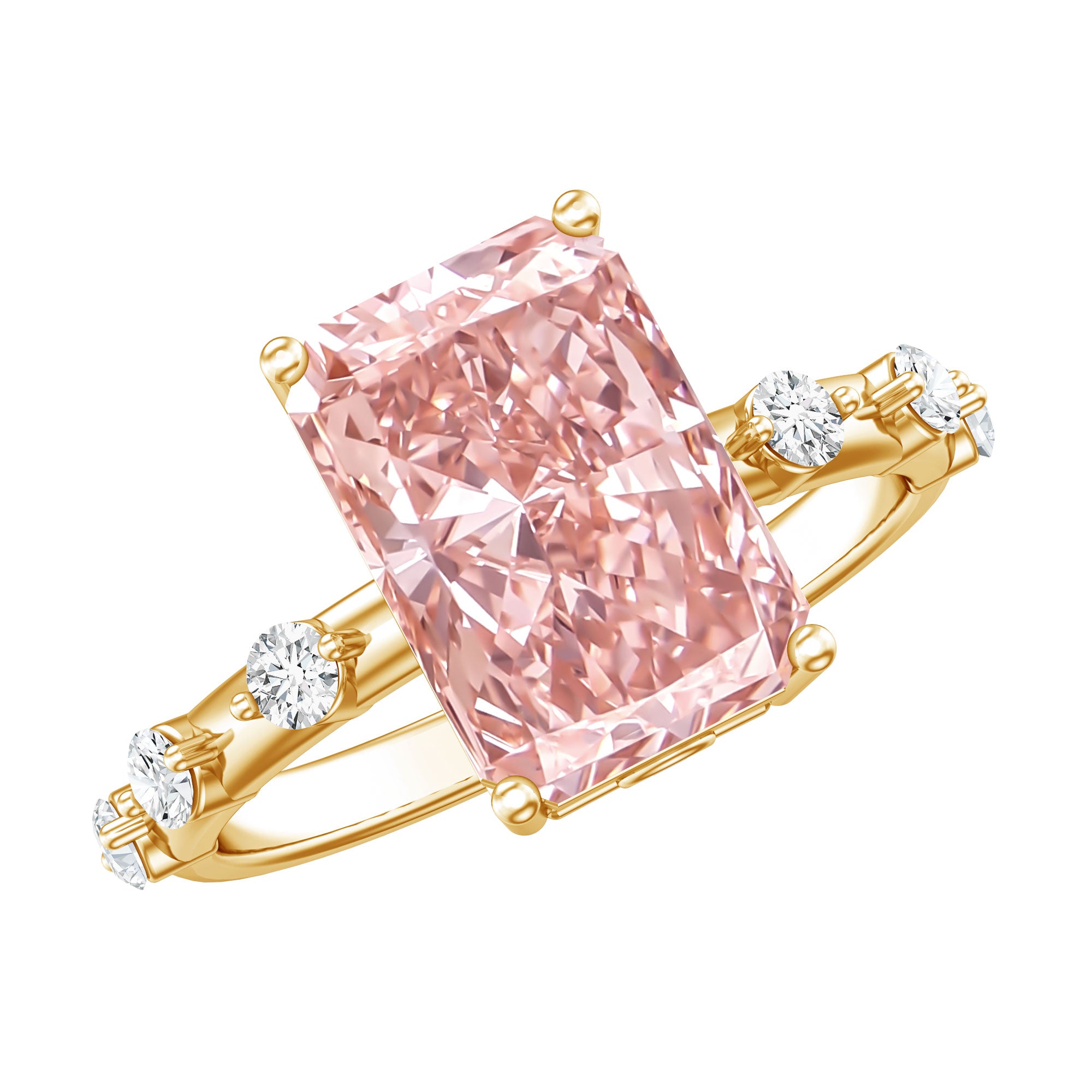 Rosec Jewels-IGI Certified 4 Carat Lab Grown Pink and White Diamond Radiant Cut Engagement Ring