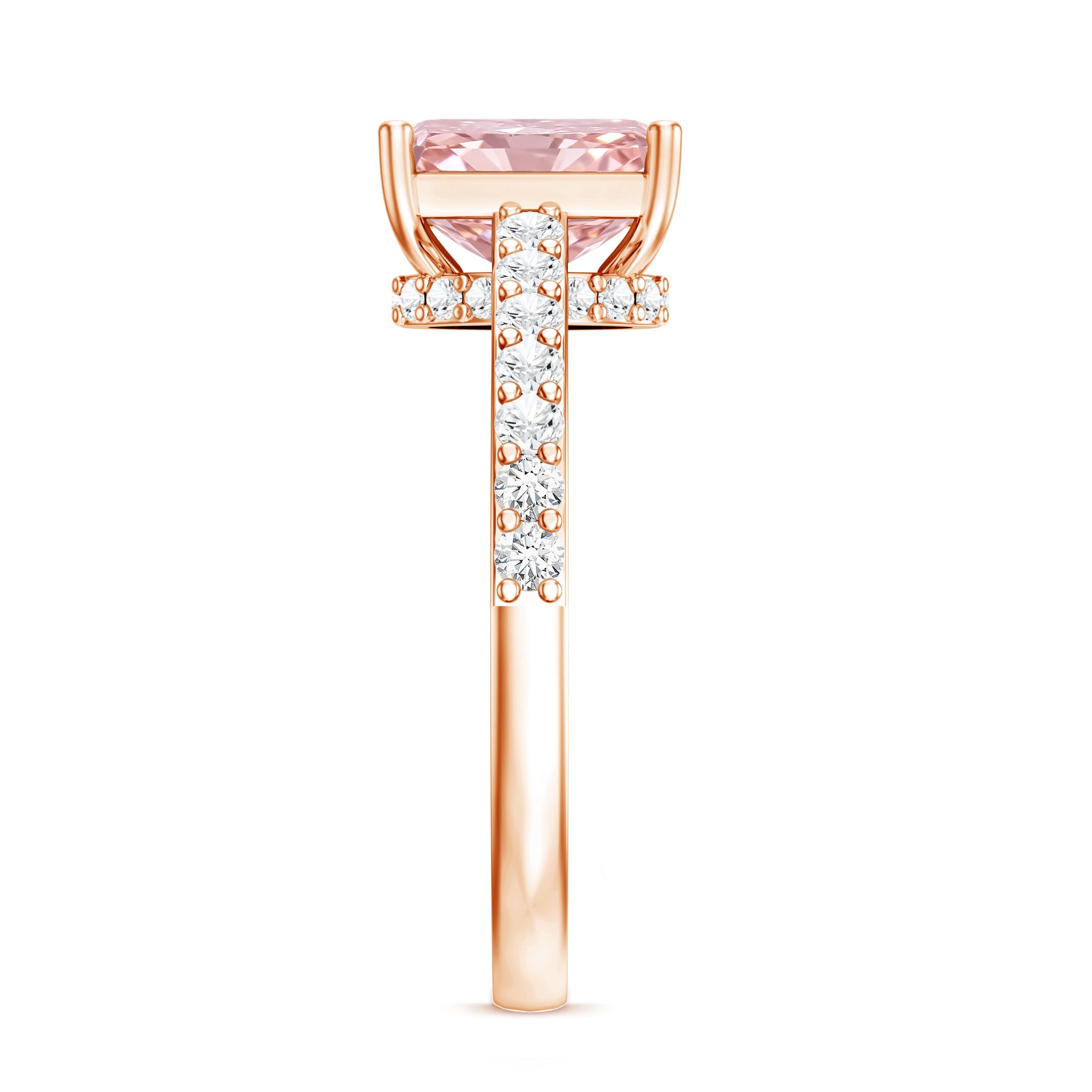 Rosec Jewels-2 Ct Radiant Cut Lab Grown Pink Diamond Hidden Halo Engagement Ring IGI Certified