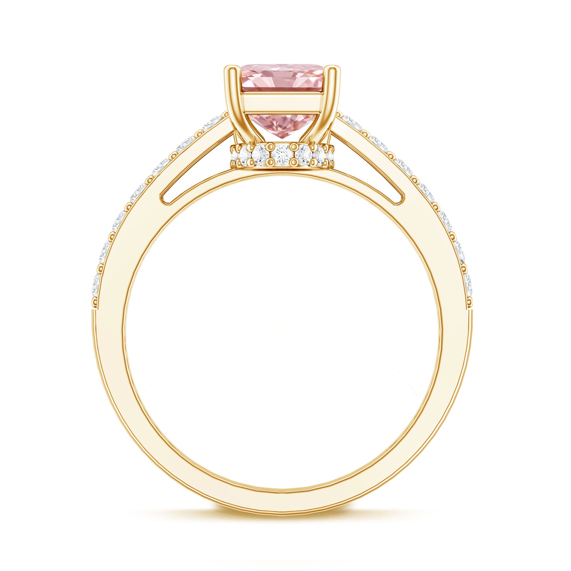 Rosec Jewels-2 Ct Radiant Cut Lab Grown Pink Diamond Hidden Halo Engagement Ring IGI Certified