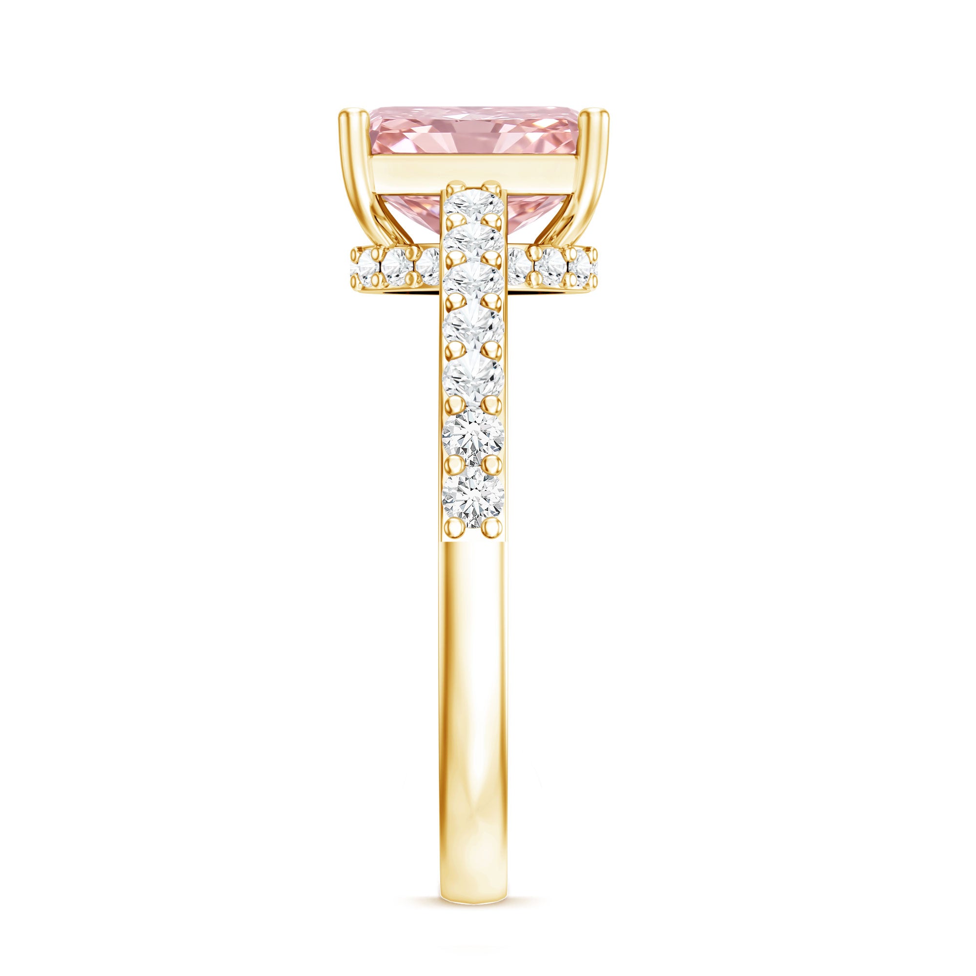 Rosec Jewels-2 Ct Radiant Cut Lab Grown Pink Diamond Hidden Halo Engagement Ring IGI Certified
