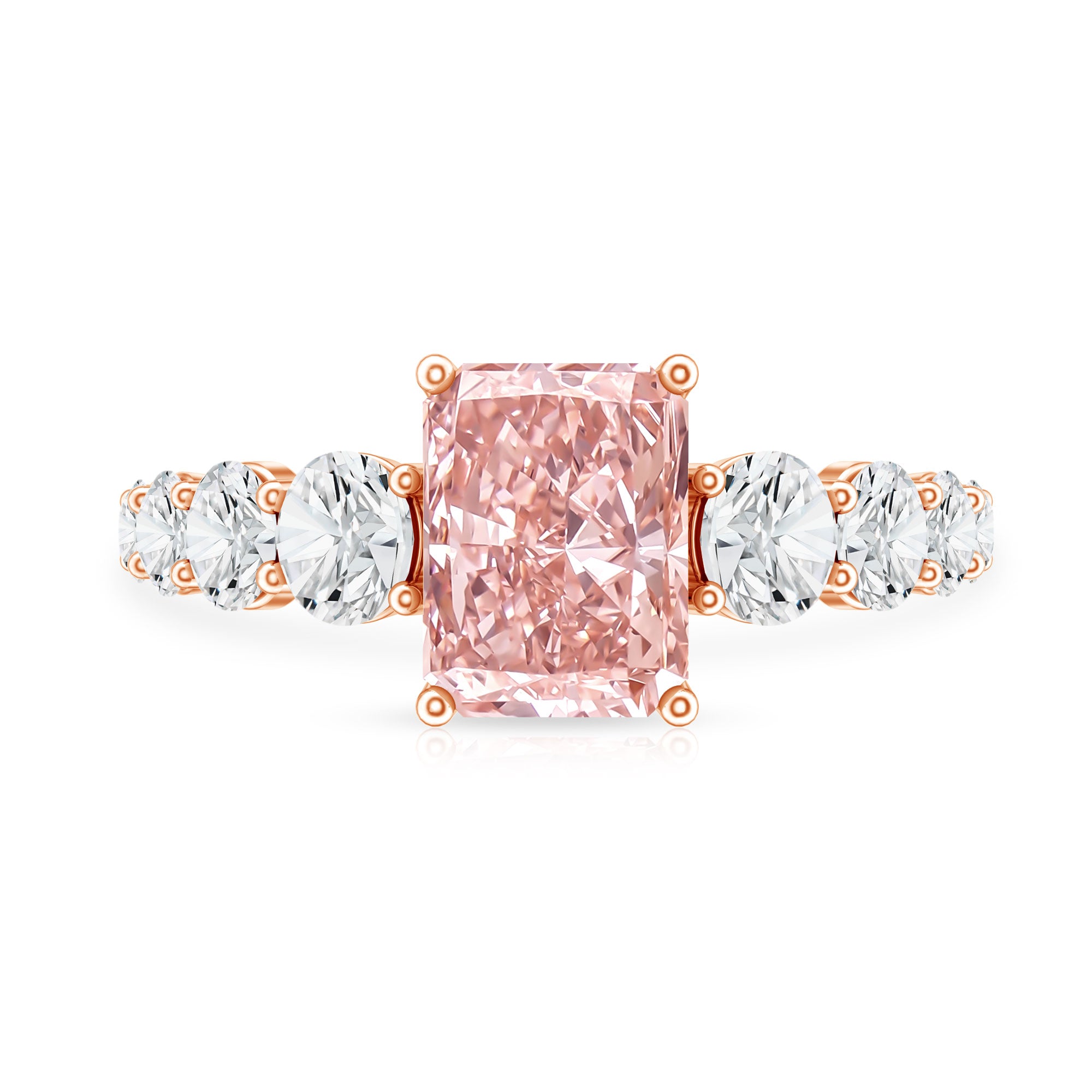Rosec Jewels-IGI Certified 2 Ct Lab Grown Radiant Cut Pink Diamond Engagement Ring with Side Stones