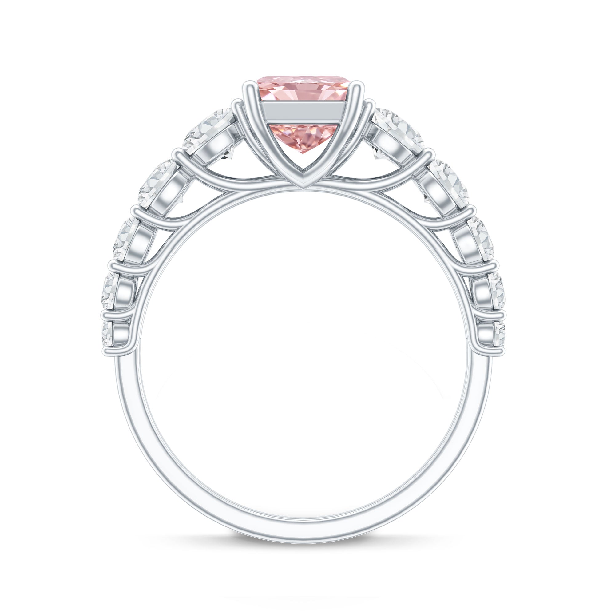 Rosec Jewels-IGI Certified 2 Ct Lab Grown Radiant Cut Pink Diamond Engagement Ring with Side Stones