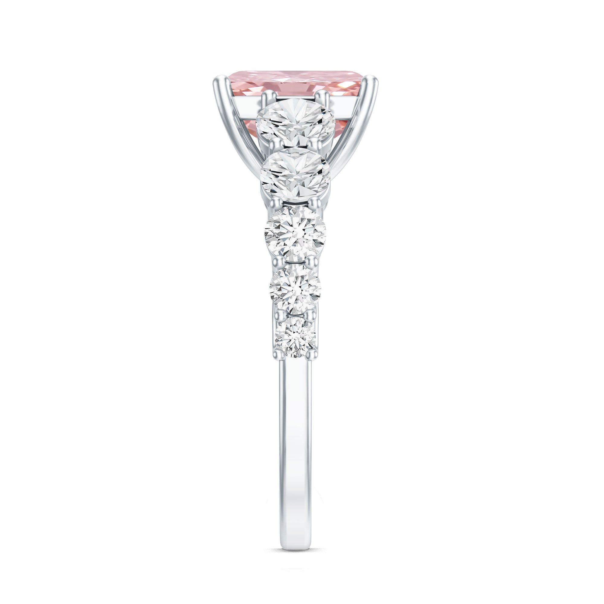 Rosec Jewels-IGI Certified 2 Ct Lab Grown Radiant Cut Pink Diamond Engagement Ring with Side Stones