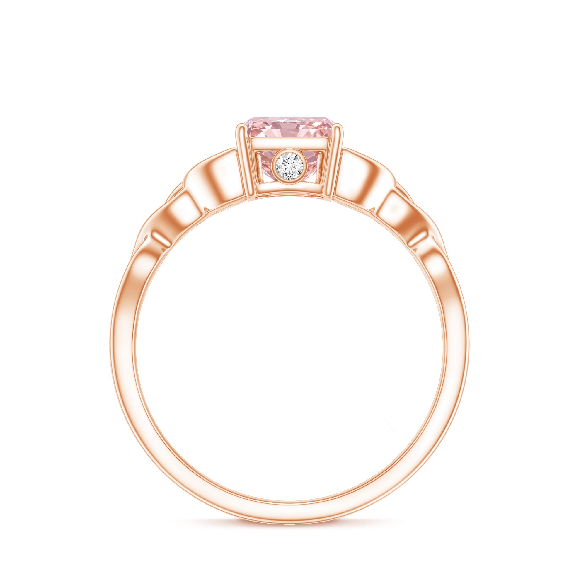 Rosec Jewels-Radiant Cut 2 Ct Lab Grown Pink Diamond Celtic Engagement Ring with IGI Certificate