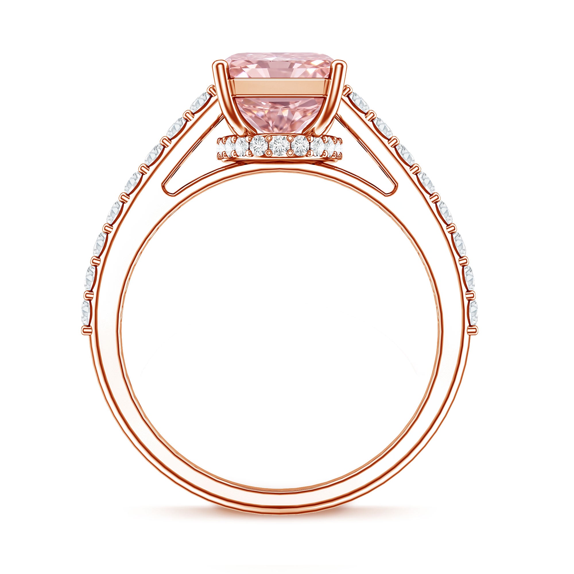Rosec Jewels-Radiant Cut 3 Carat Lab Grown Pink Diamond Engagement Ring with IGI Certificate