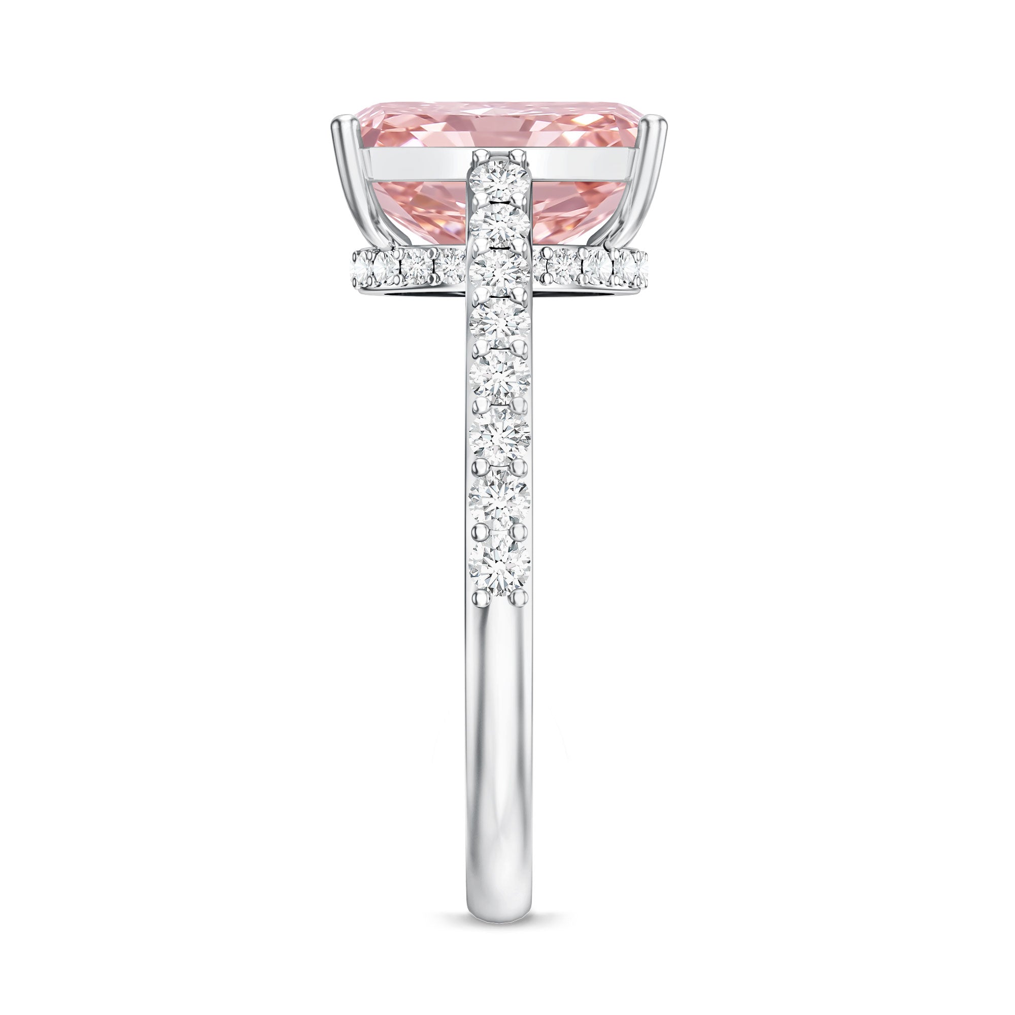 Rosec Jewels-Radiant Cut 3 Carat Lab Grown Pink Diamond Engagement Ring with IGI Certificate