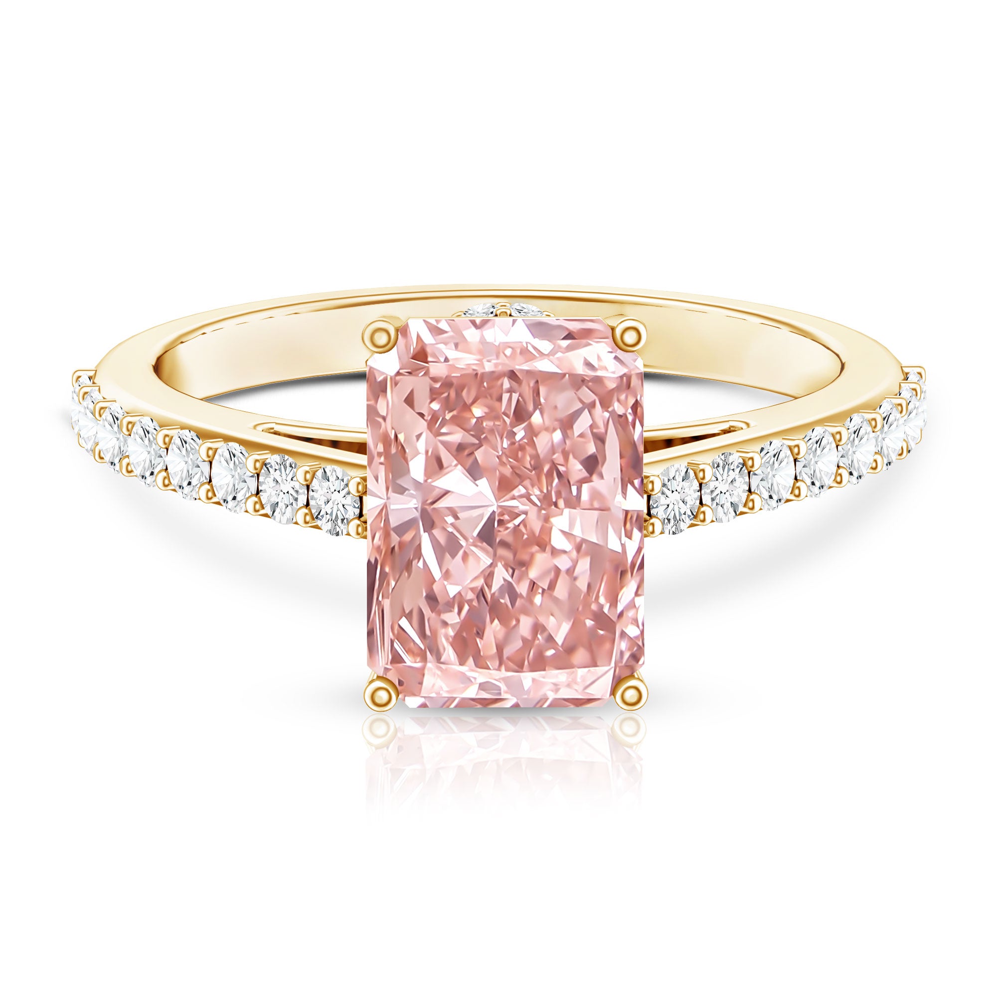 Rosec Jewels-Radiant Cut 3 Carat Lab Grown Pink Diamond Engagement Ring with IGI Certificate
