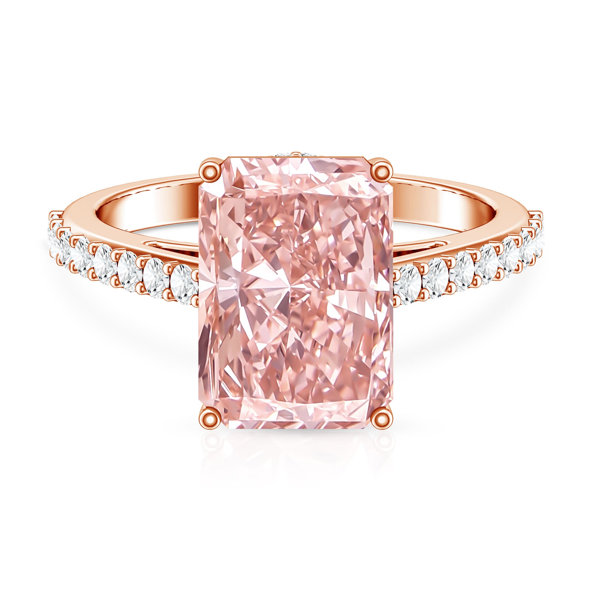 Rosec Jewels-Radiant Cut 5 Carat Lab Grown Pink Diamond Engagement Ring with IGI Certificate