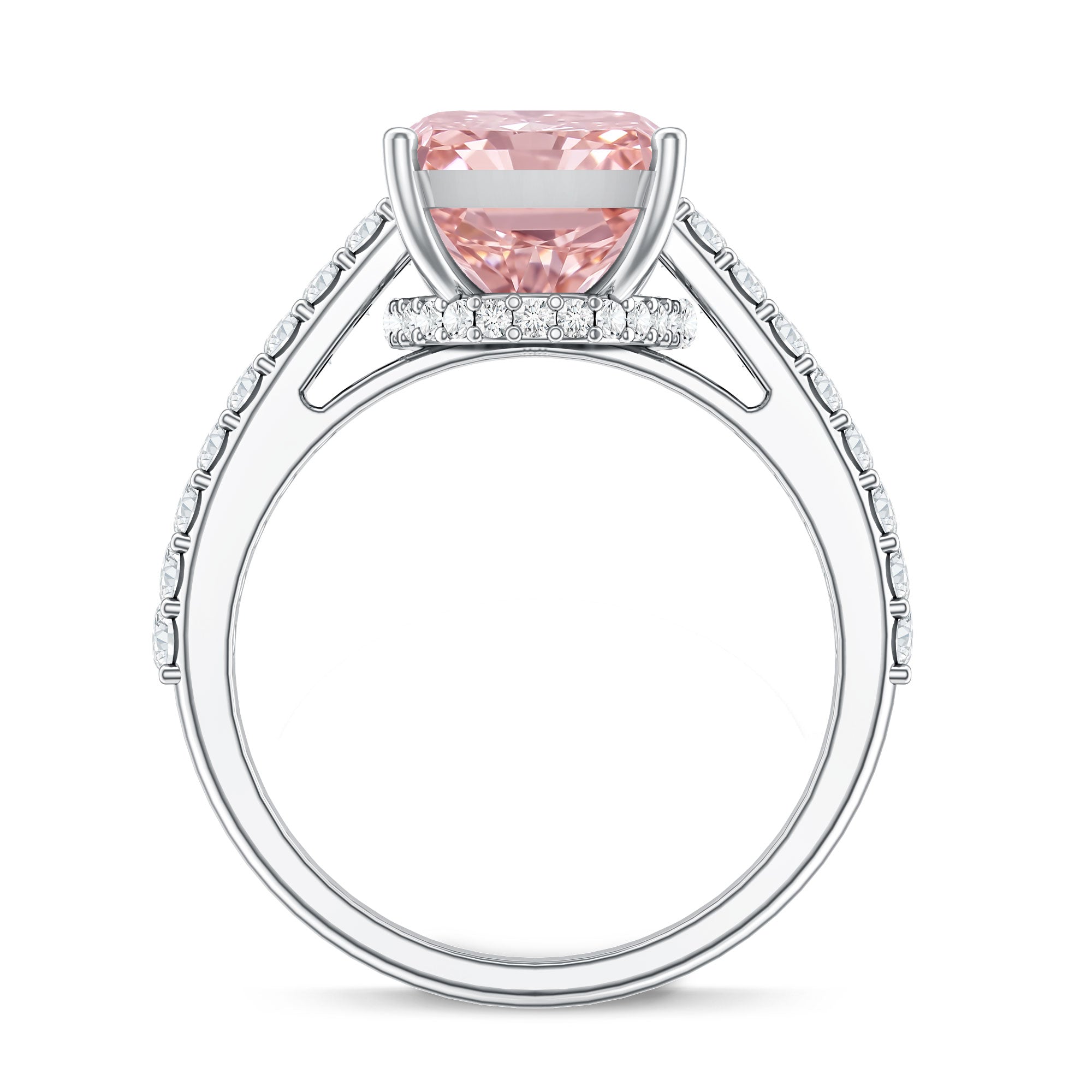 Rosec Jewels-Radiant Cut 5 Carat Lab Grown Pink Diamond Engagement Ring with IGI Certificate